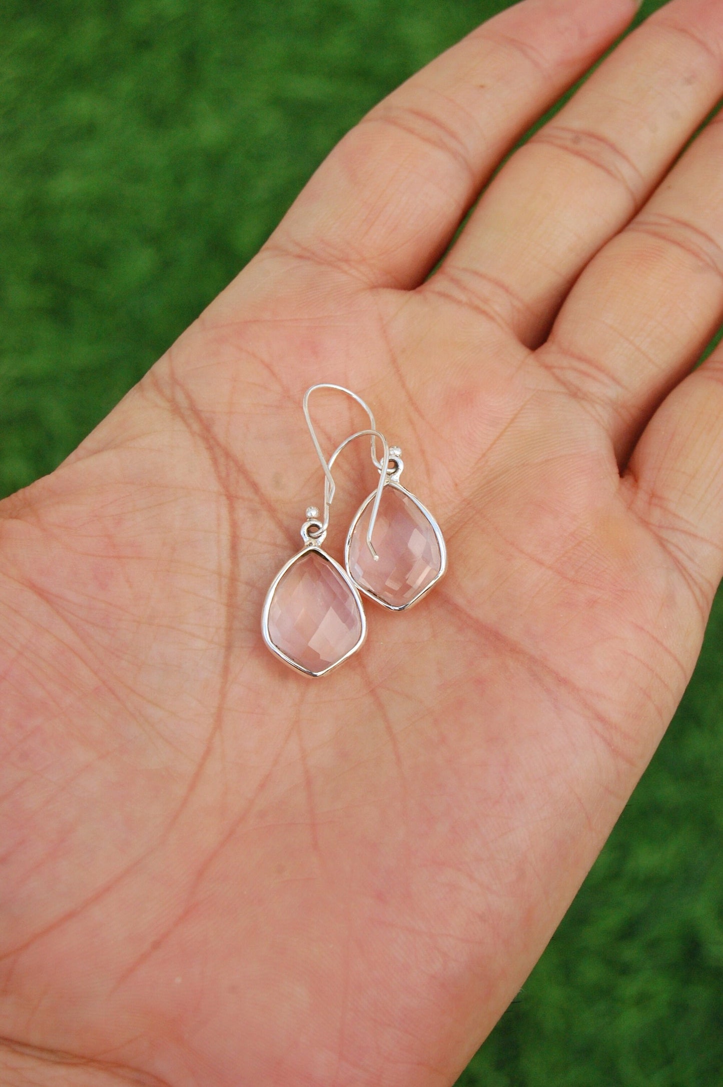 Rose Quartz Small Dangle Earrings