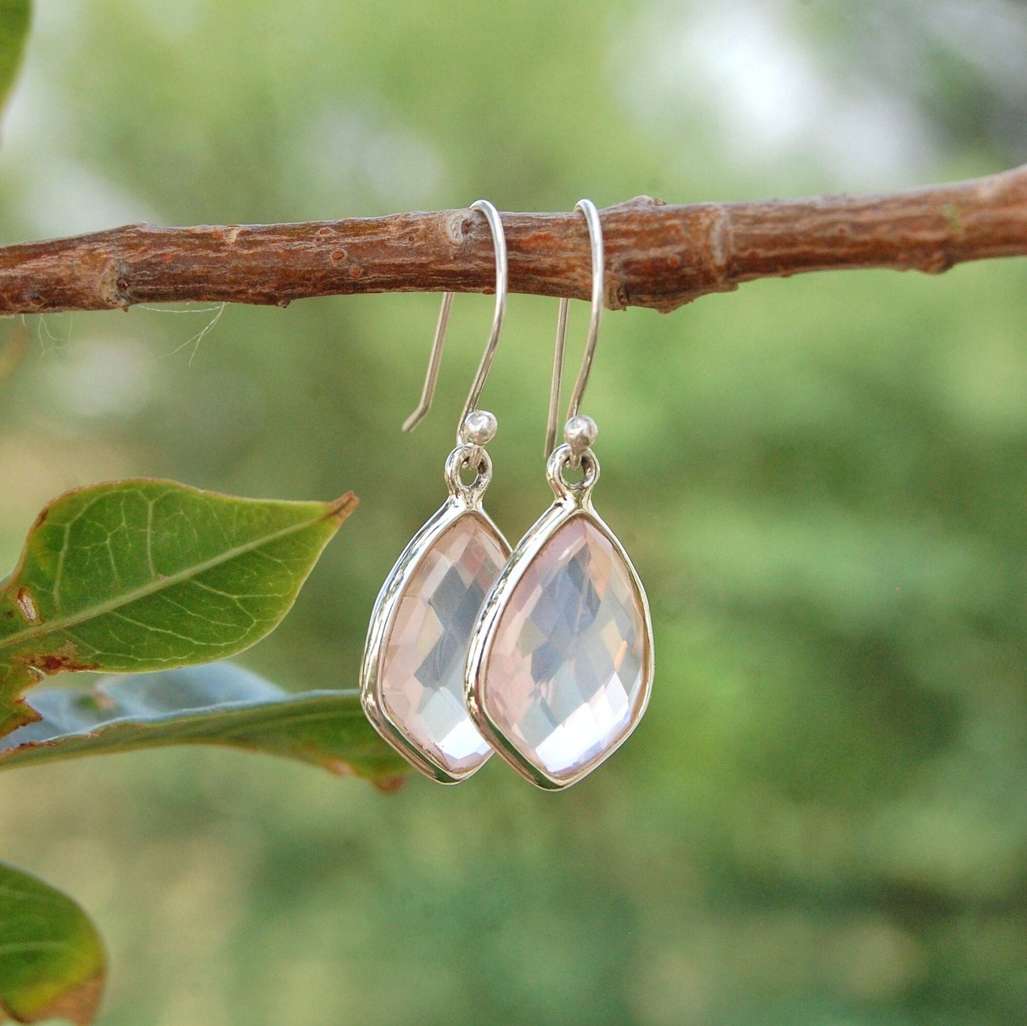 Rose Quartz Small Dangle Earrings