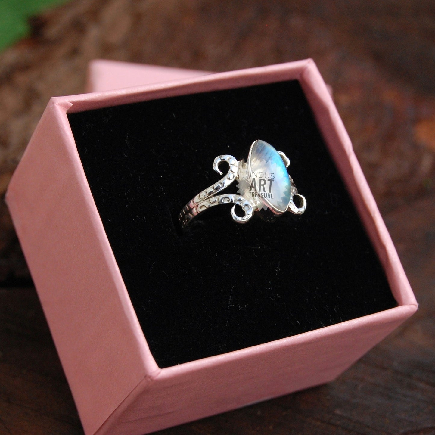 Rainbow Moonstone Boho Ring