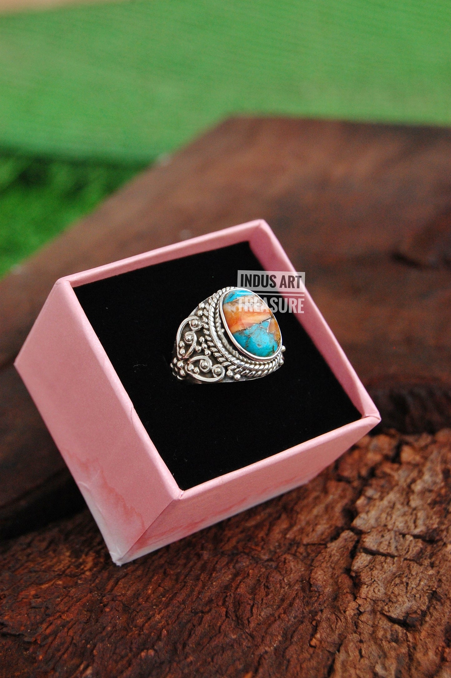 Copper Turquoise Boho Ring