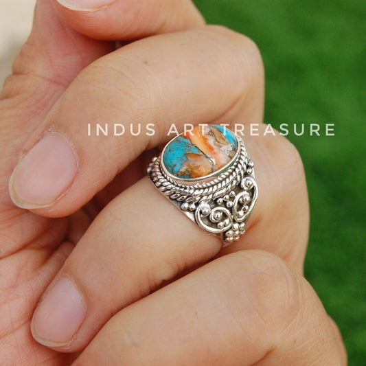 Copper Turquoise Boho Ring