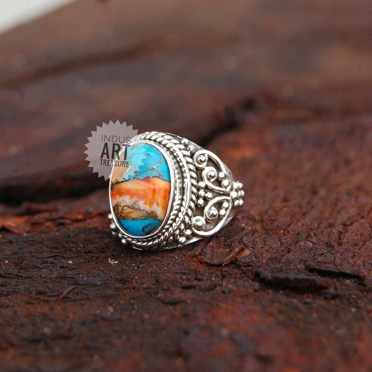 Copper Turquoise Boho Ring