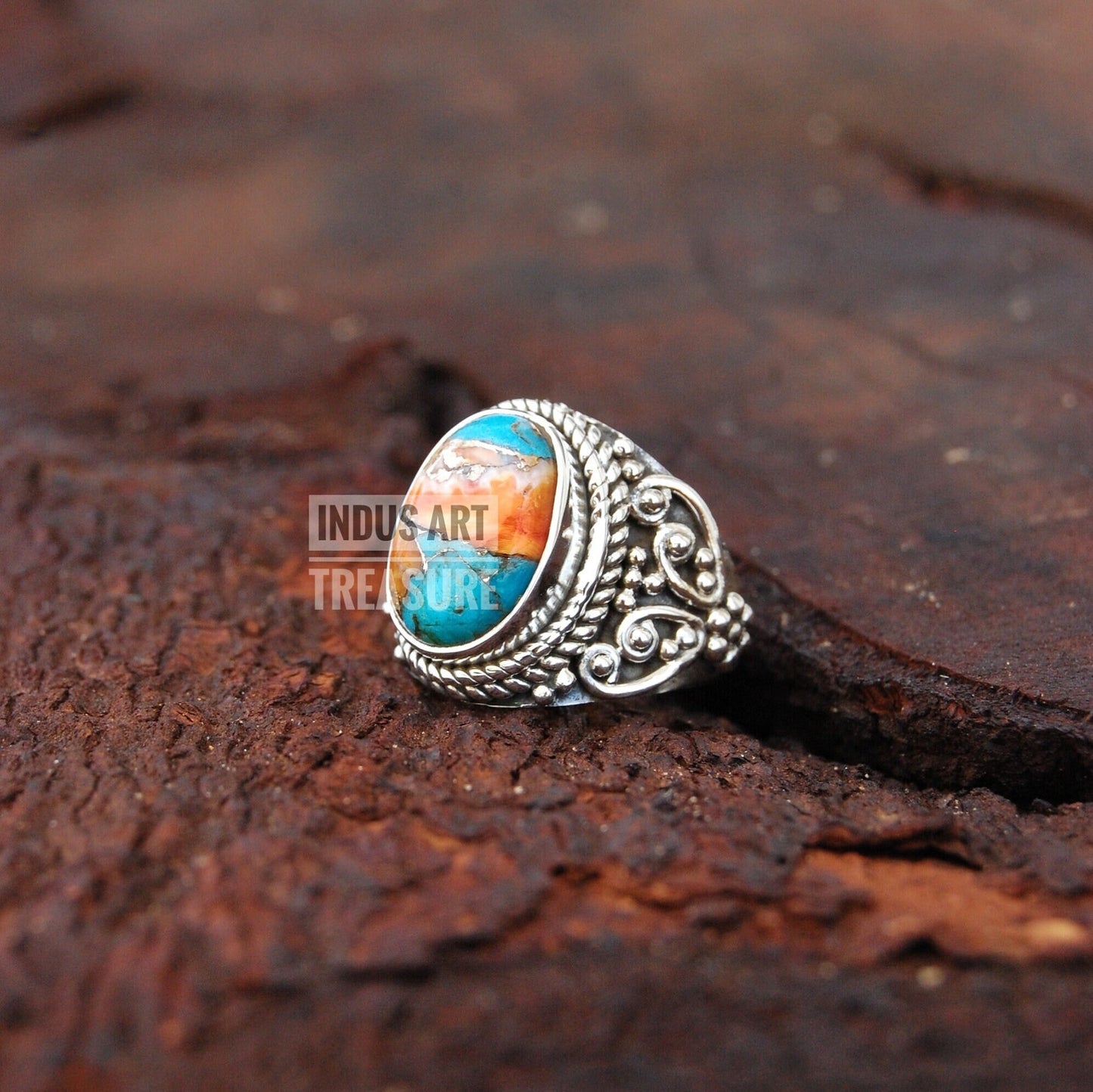 Copper Turquoise Boho Ring