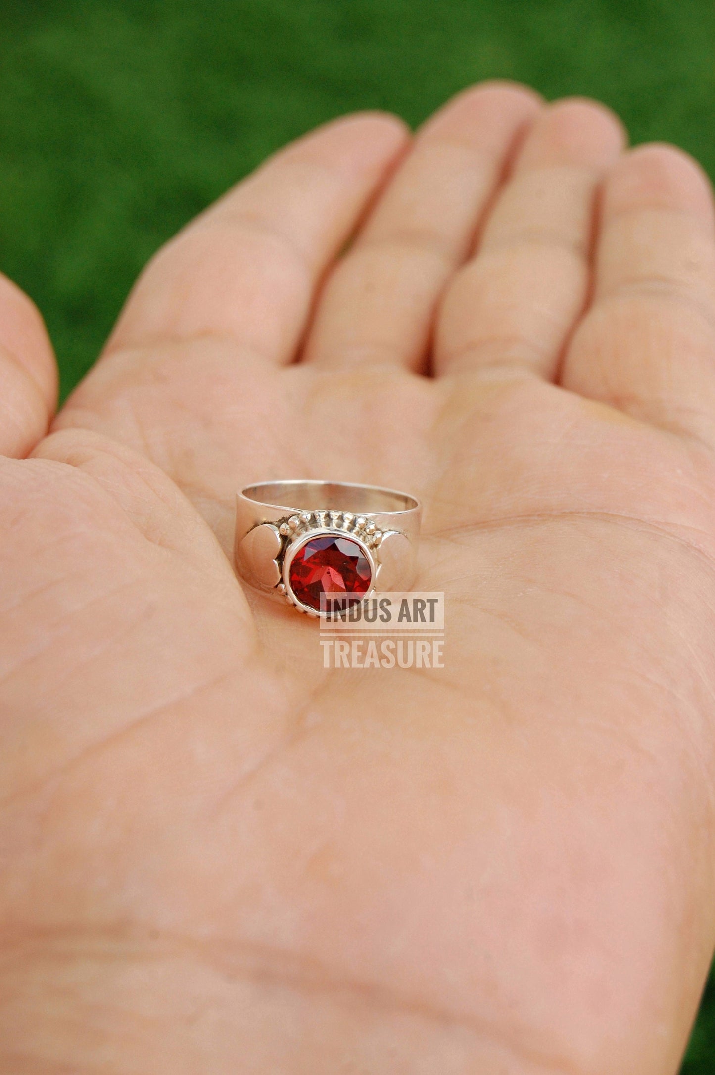 Red Garnet Boho Ring