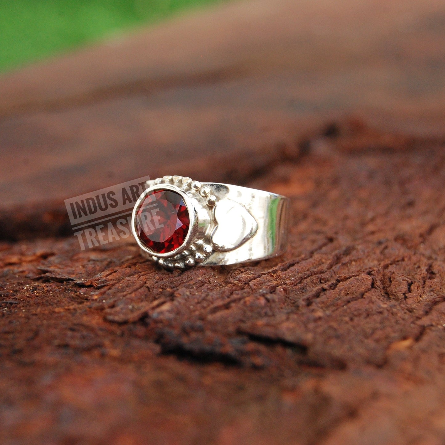 Red Garnet Boho Ring
