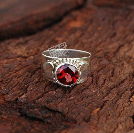 Red Garnet Boho Ring