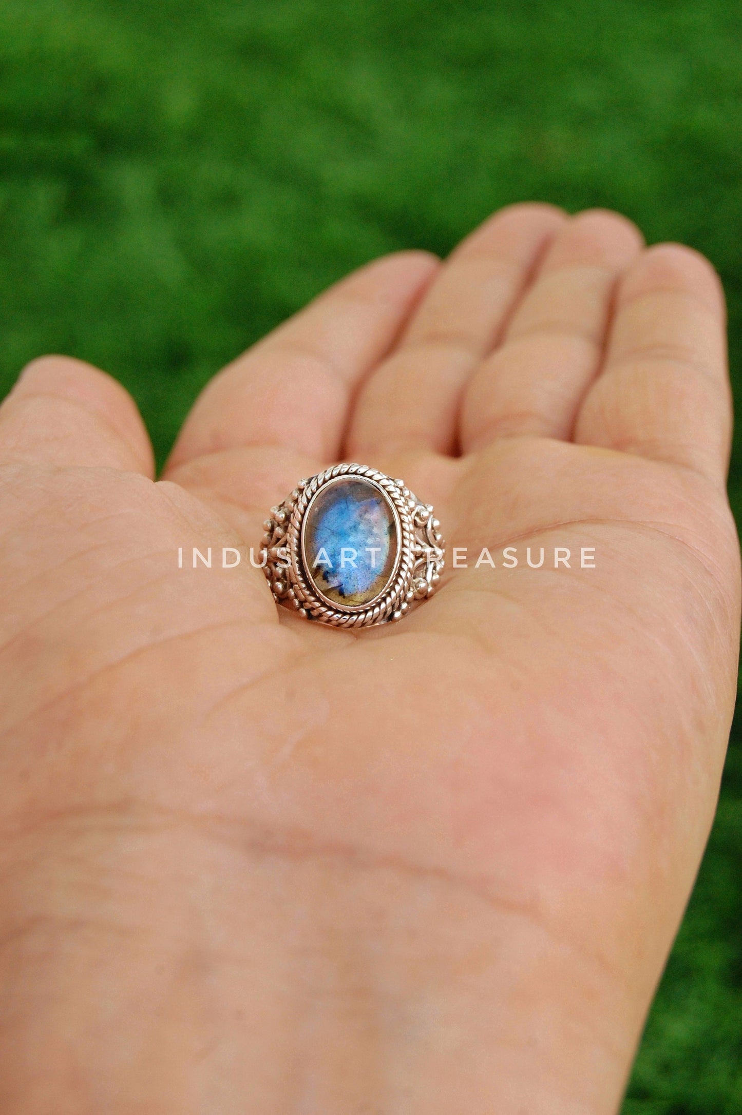 Blue Labradorite Boho Ring