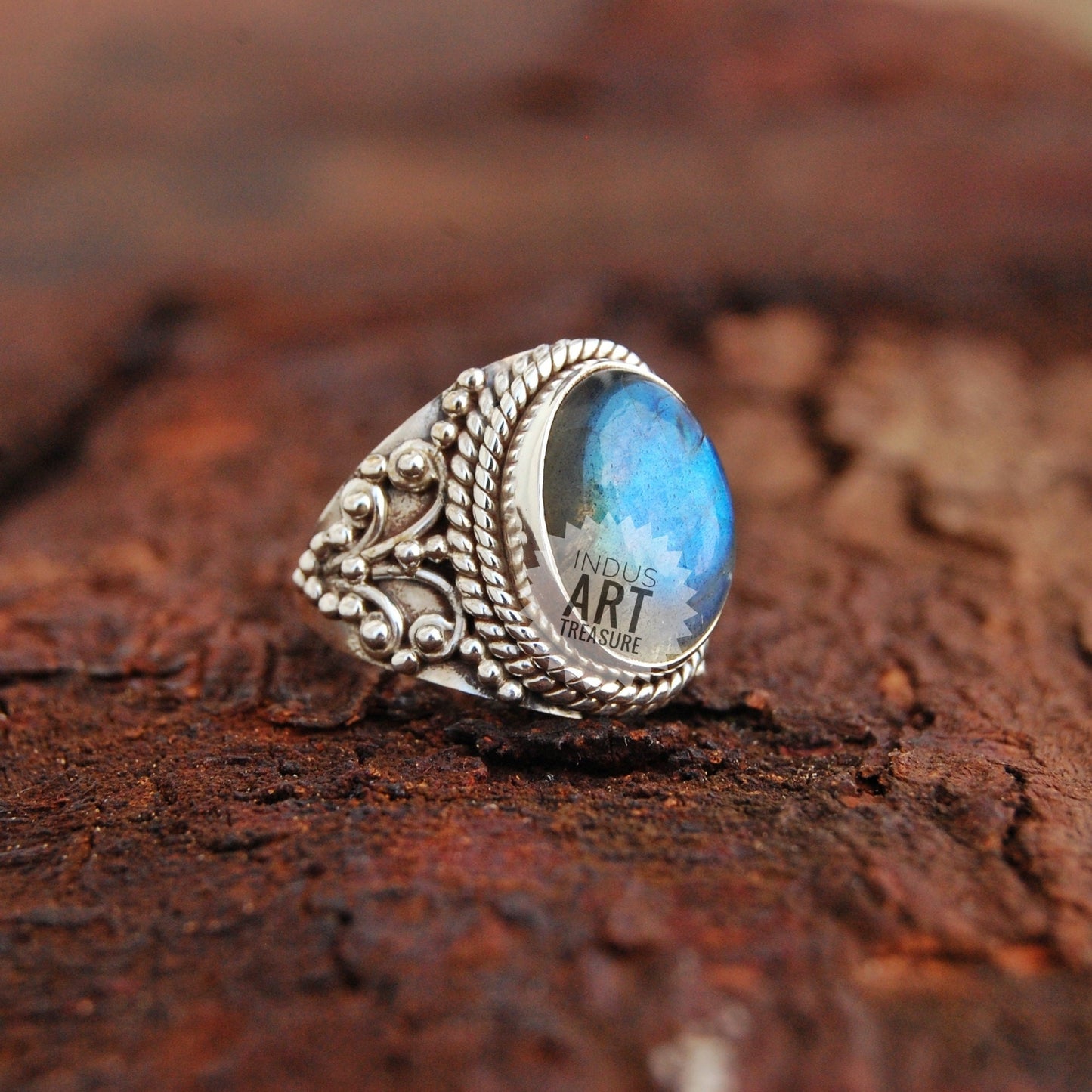 Blue Labradorite Boho Ring