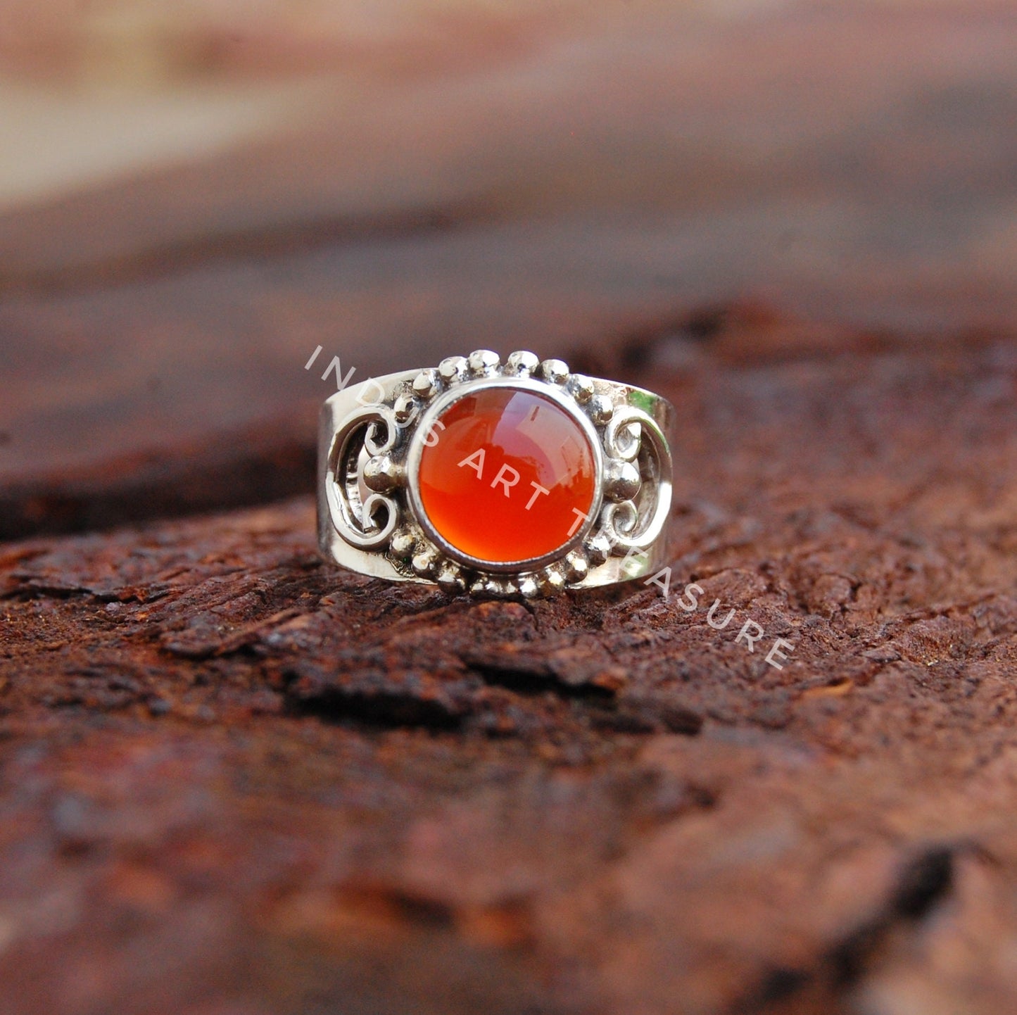 Orange Carnelian Boho Ring