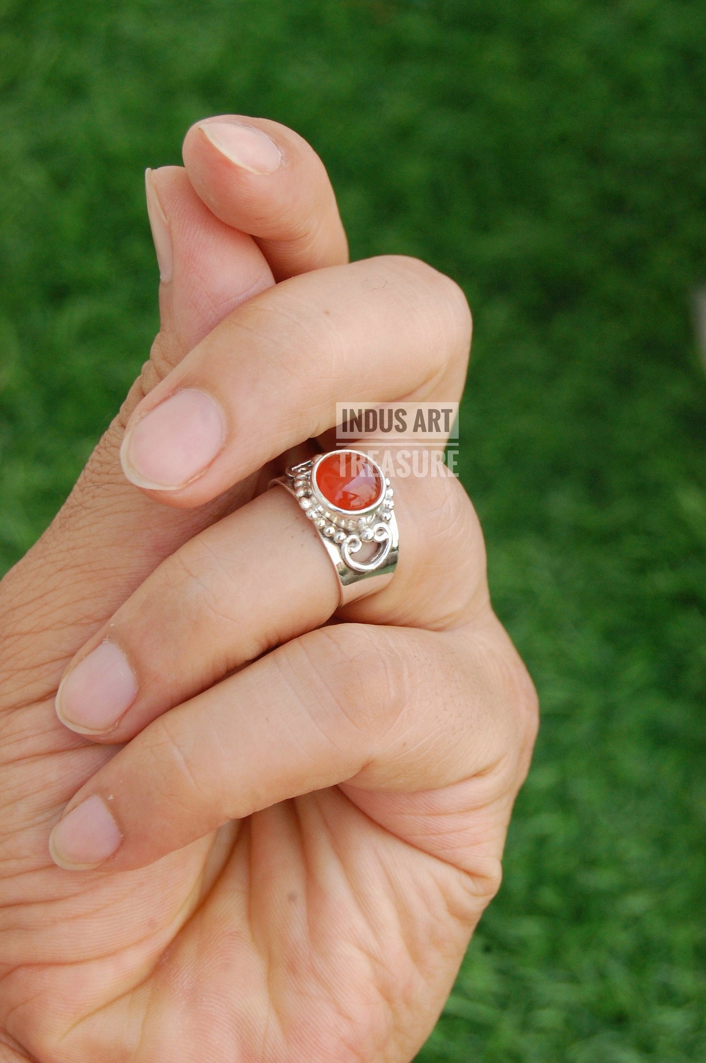 Orange Carnelian Boho Ring