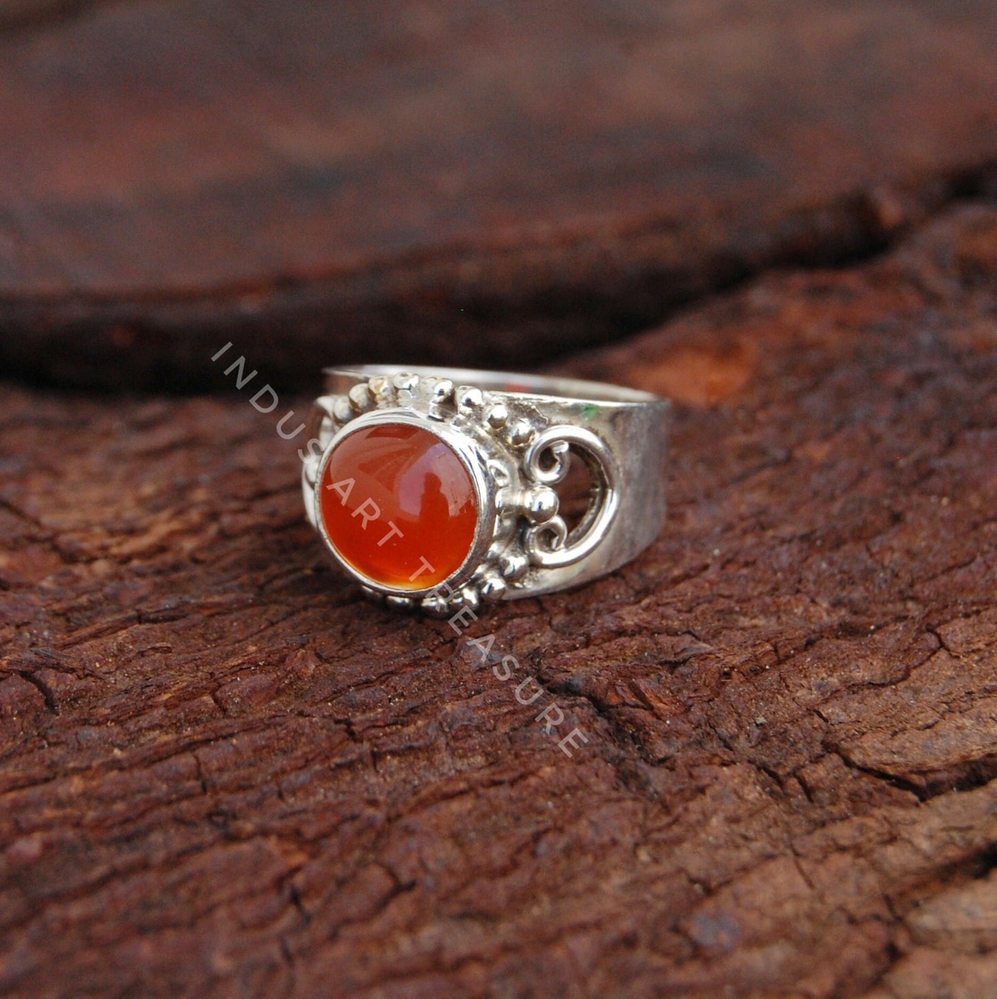 Orange Carnelian Boho Ring