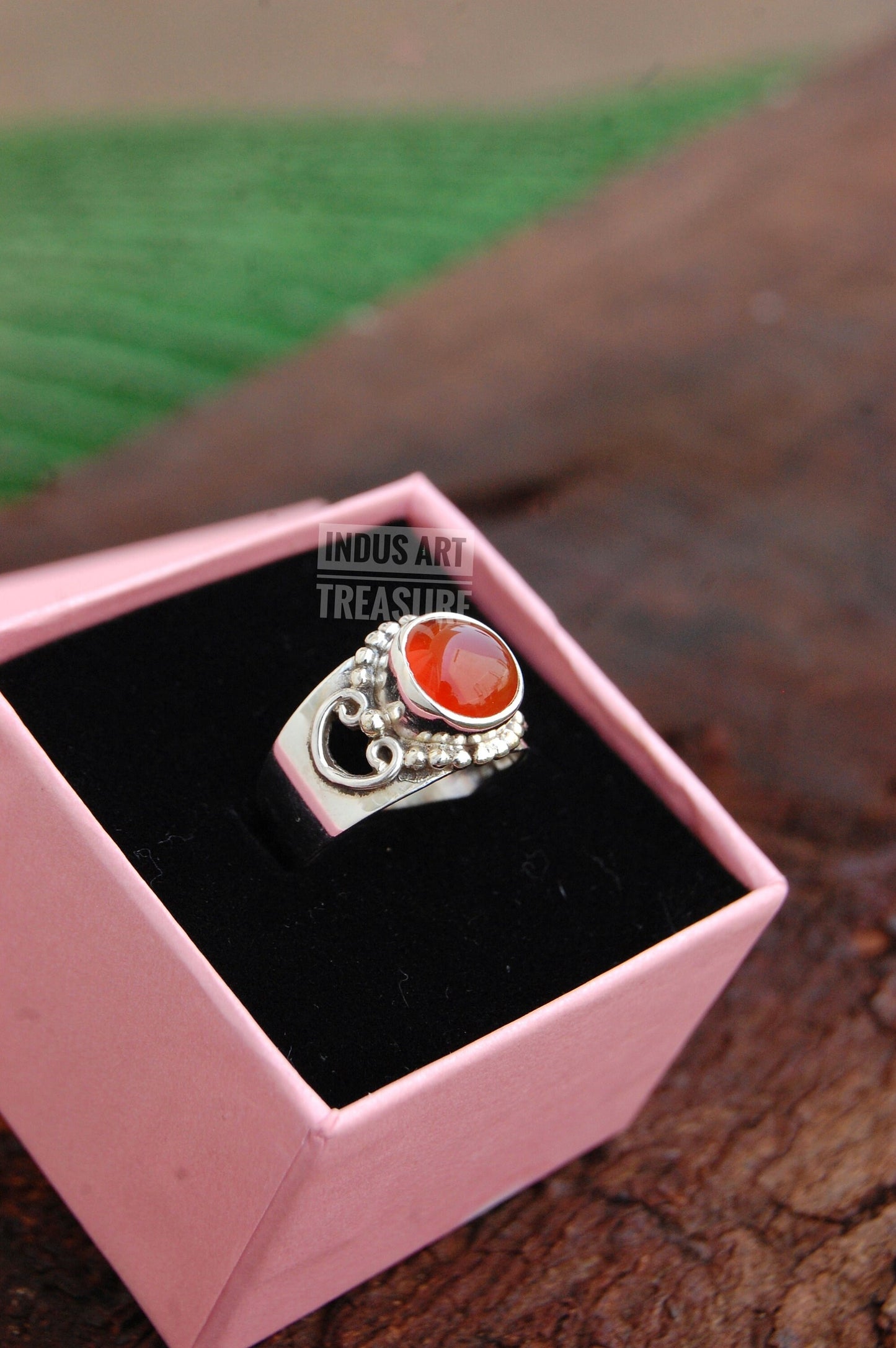 Orange Carnelian Boho Ring