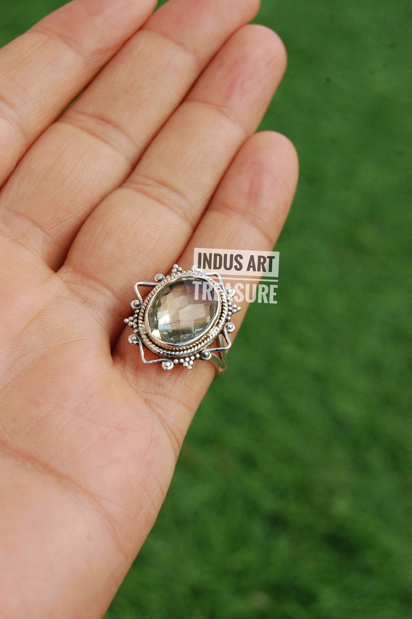Lemon Quartz Boho Ring