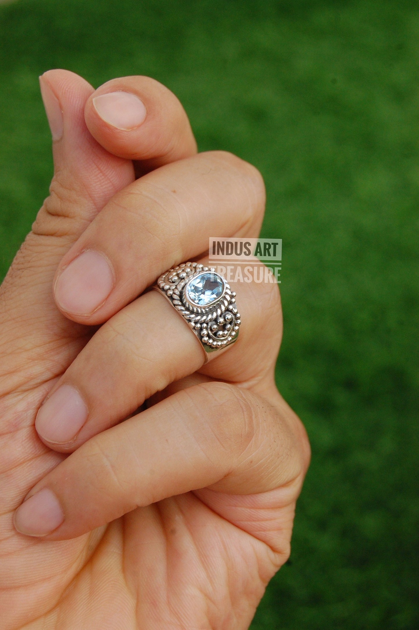 Vintage Style Blue Topaz Ring