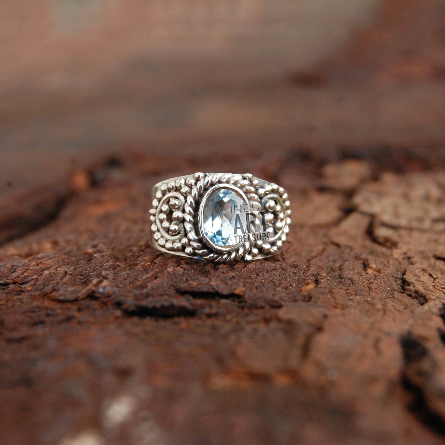 Vintage Style Blue Topaz Ring