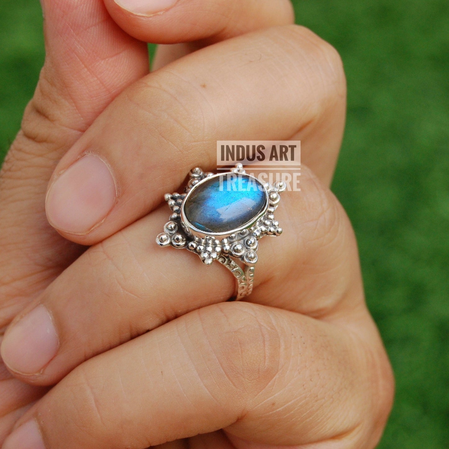Blue Labradorite Boho Ring