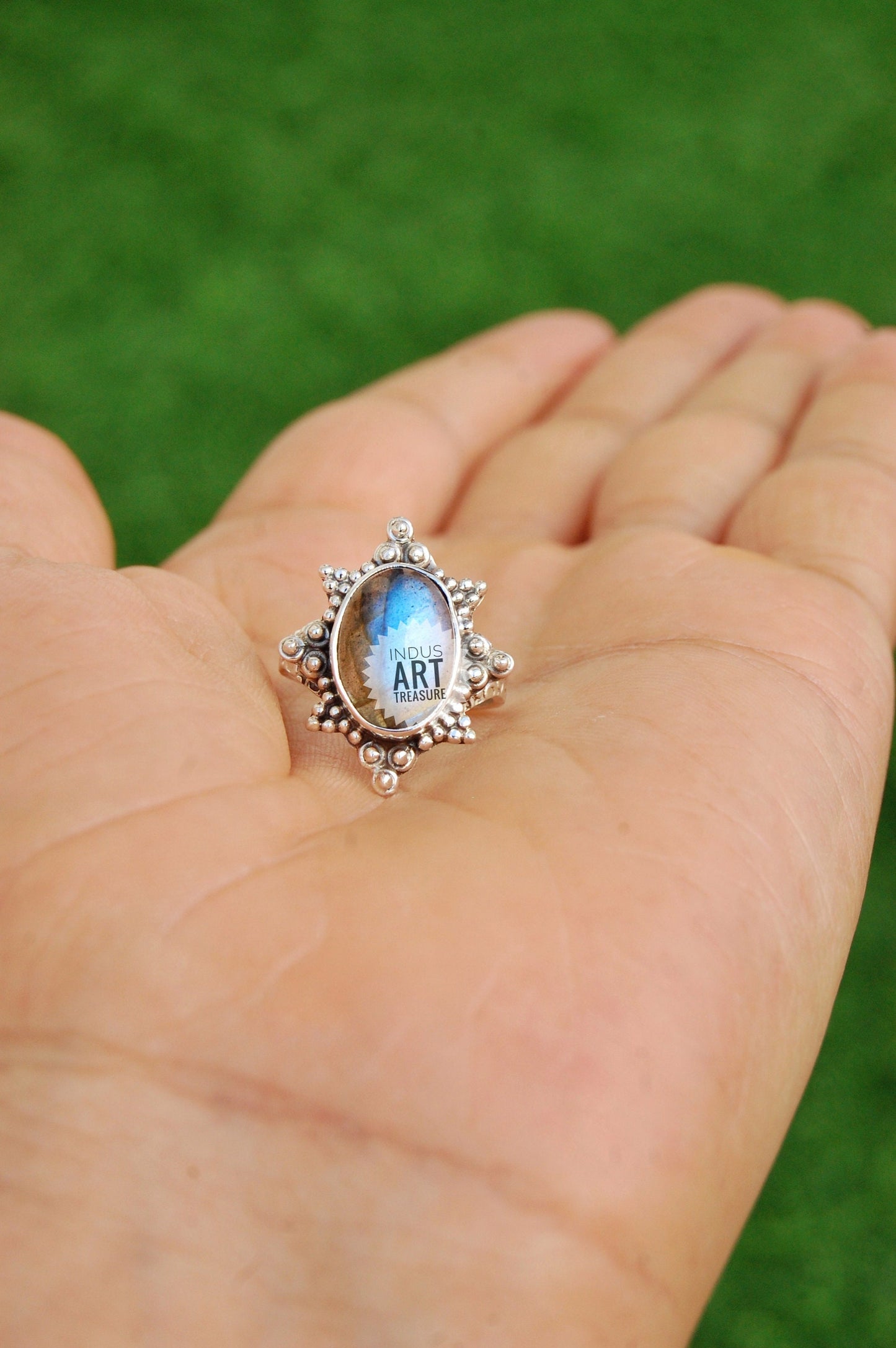 Blue Labradorite Boho Ring