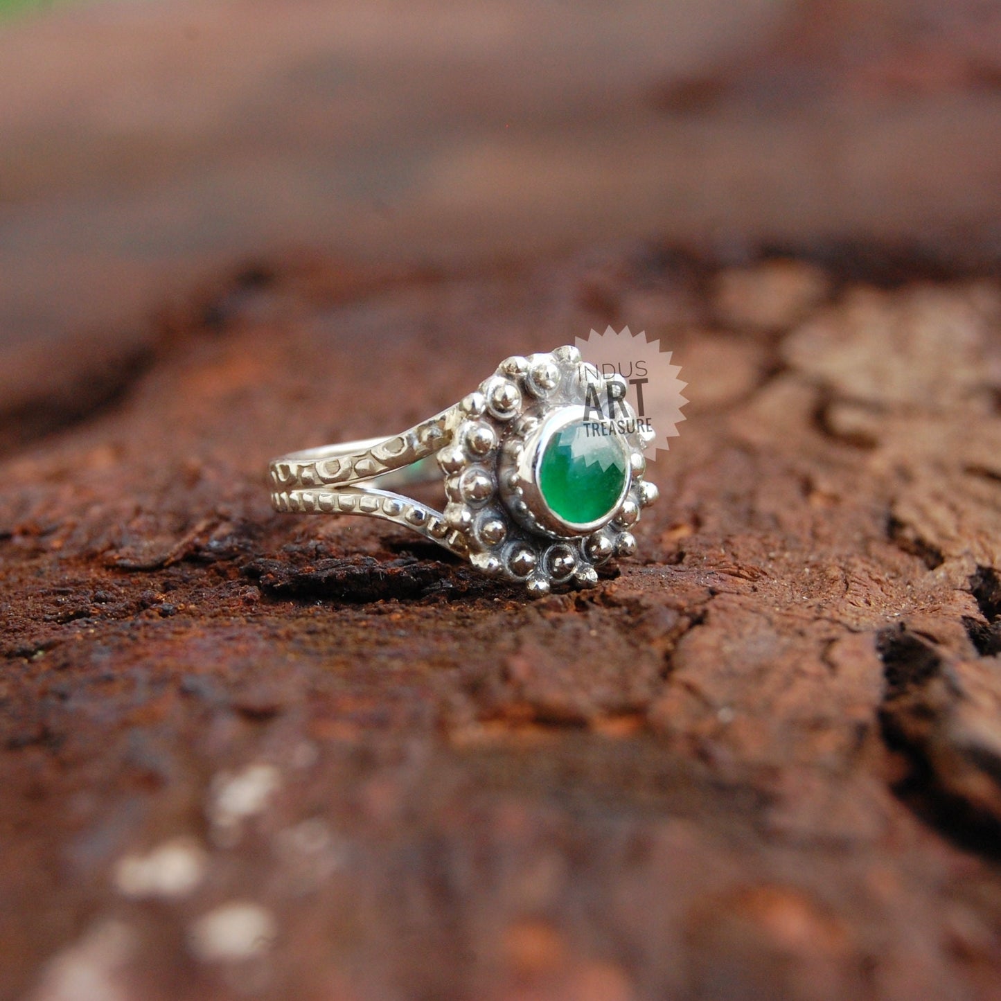 Green Onyx Silver Ring