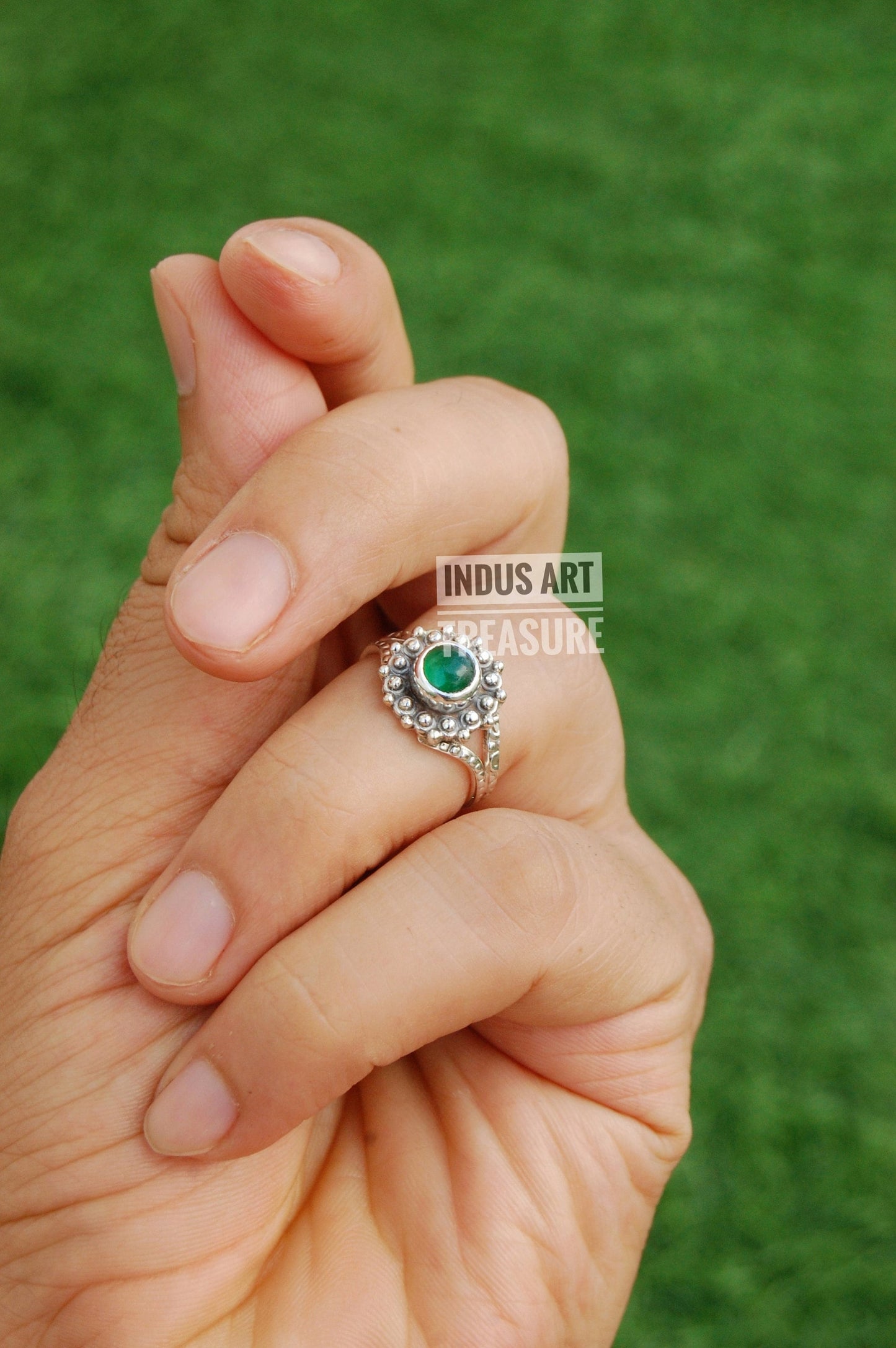 Green Onyx Silver Ring