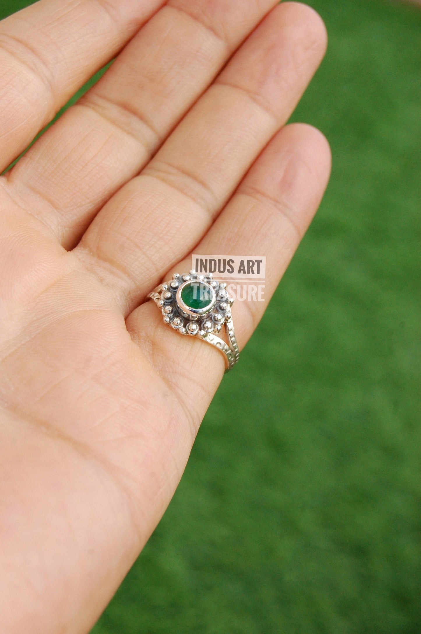 Green Onyx Silver Ring