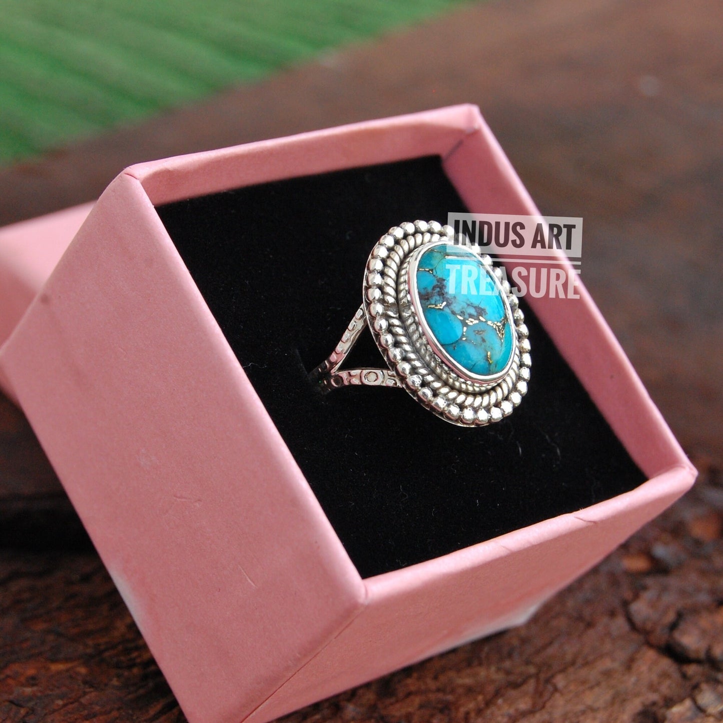 Copper Turquoise Bohemian Ring