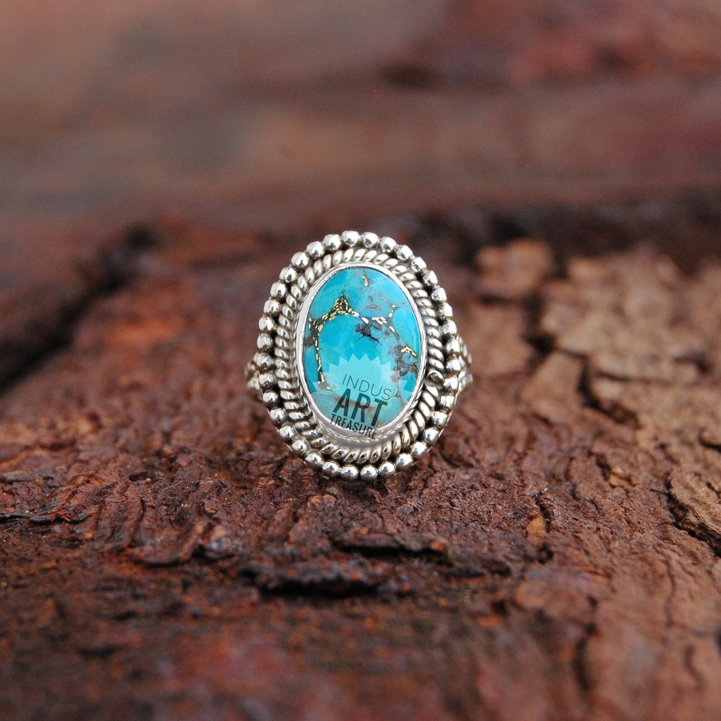 Copper Turquoise Bohemian Ring