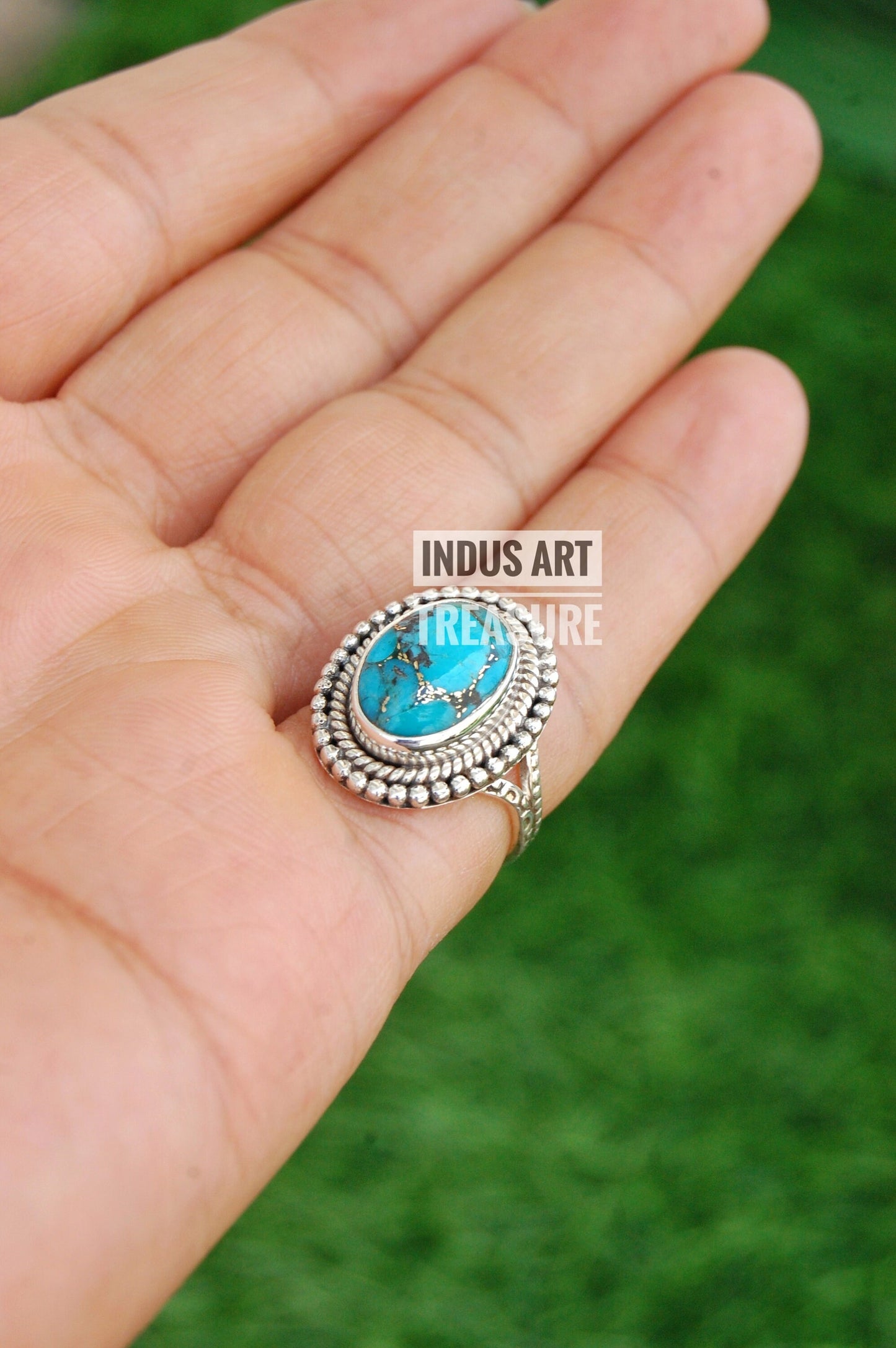 Copper Turquoise Bohemian Ring