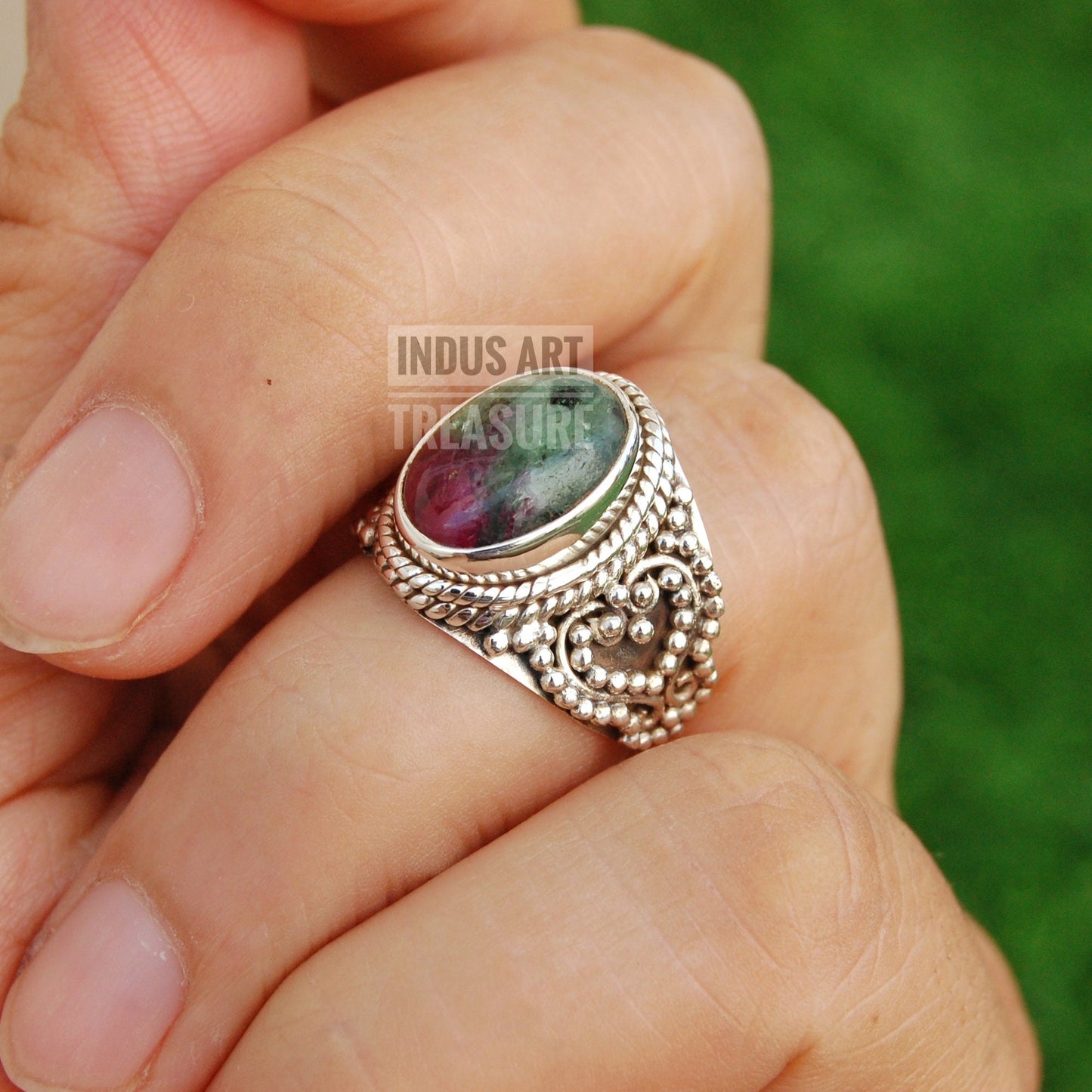 Ruby Zoisite Boho Ring