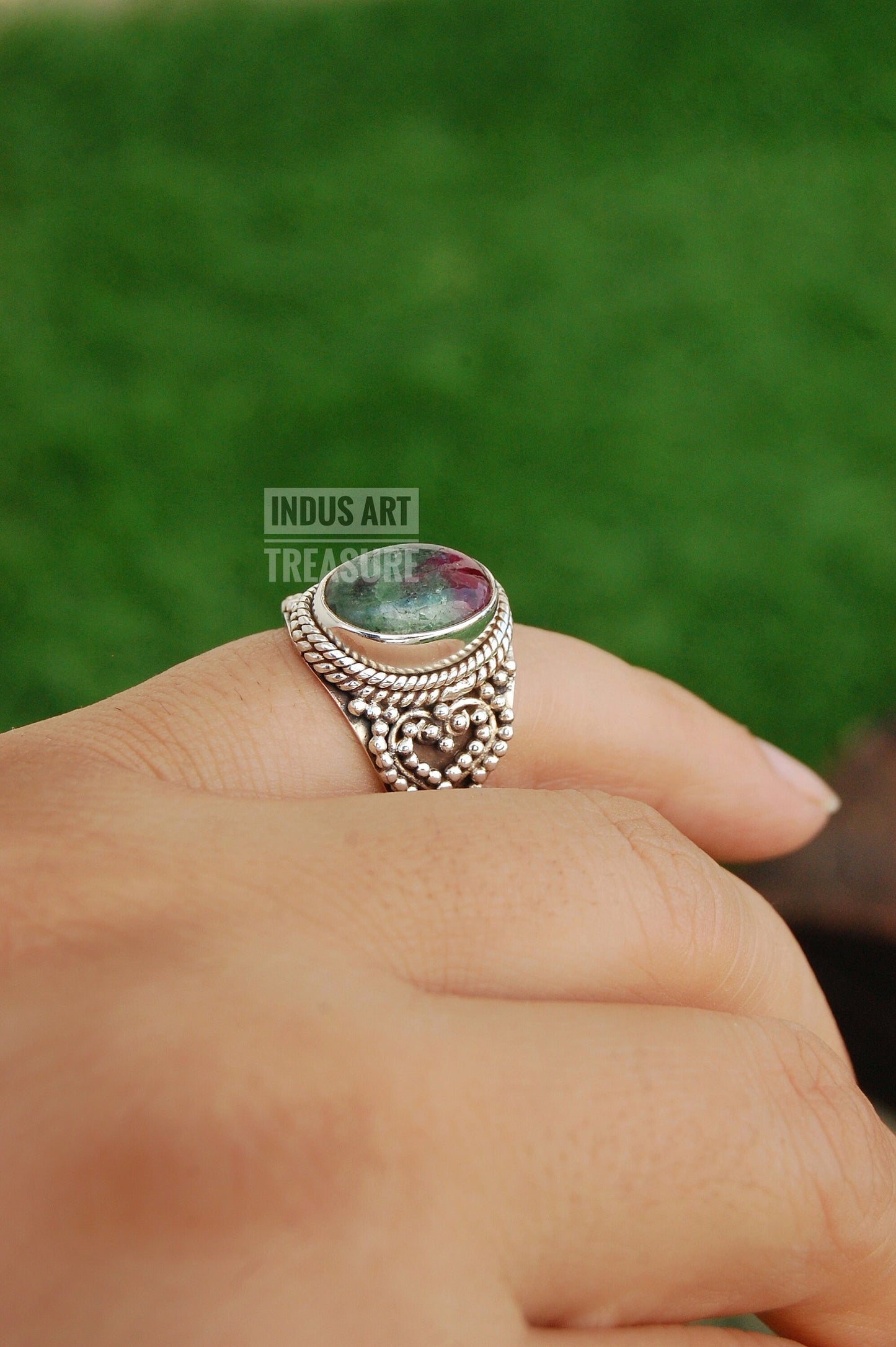 Ruby Zoisite Boho Ring