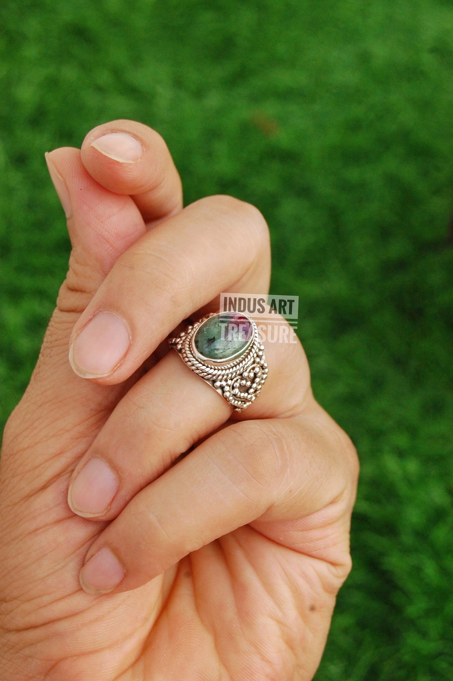 Ruby Zoisite Boho Ring