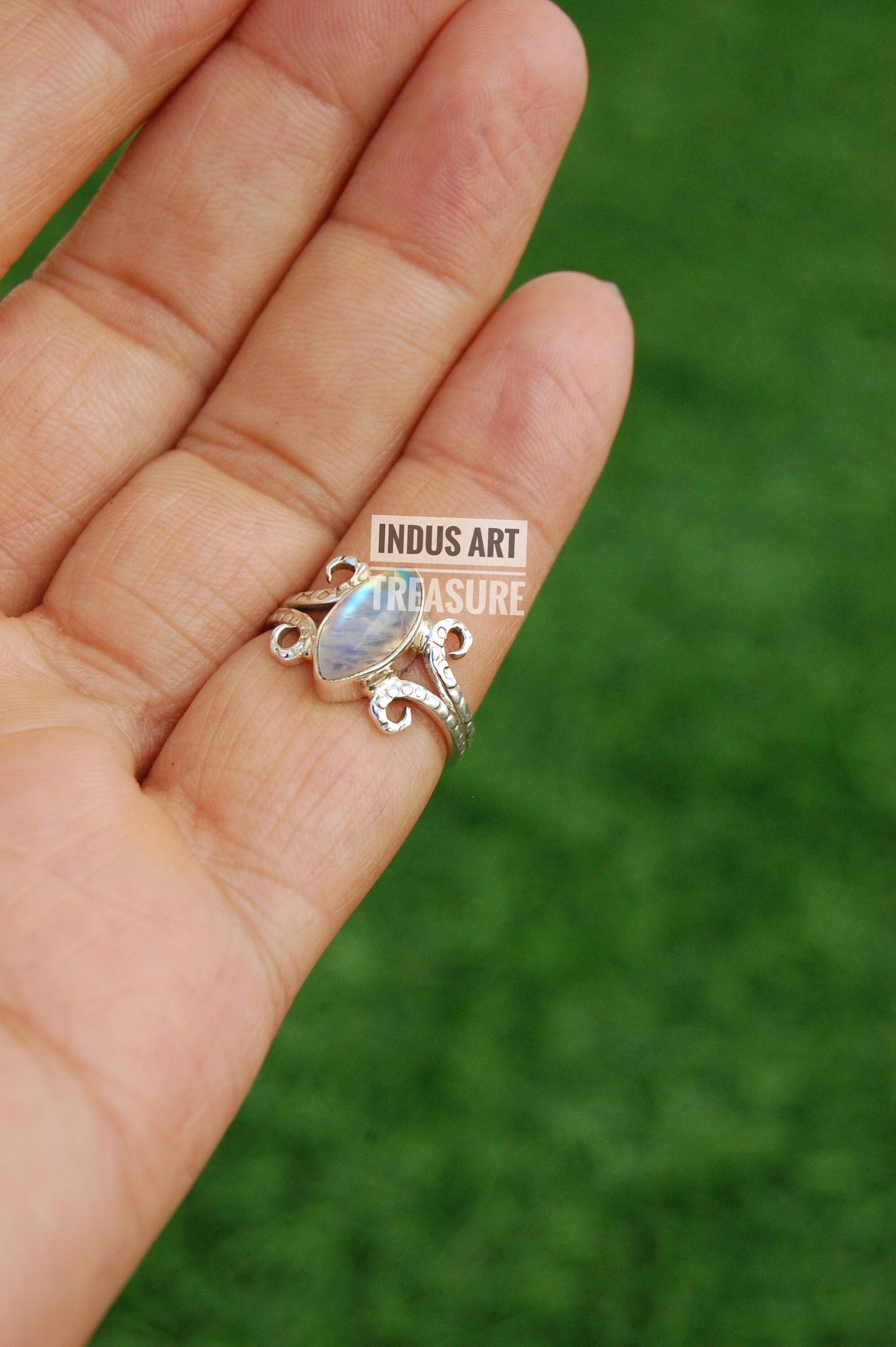 Rainbow Moonstone Boho Ring