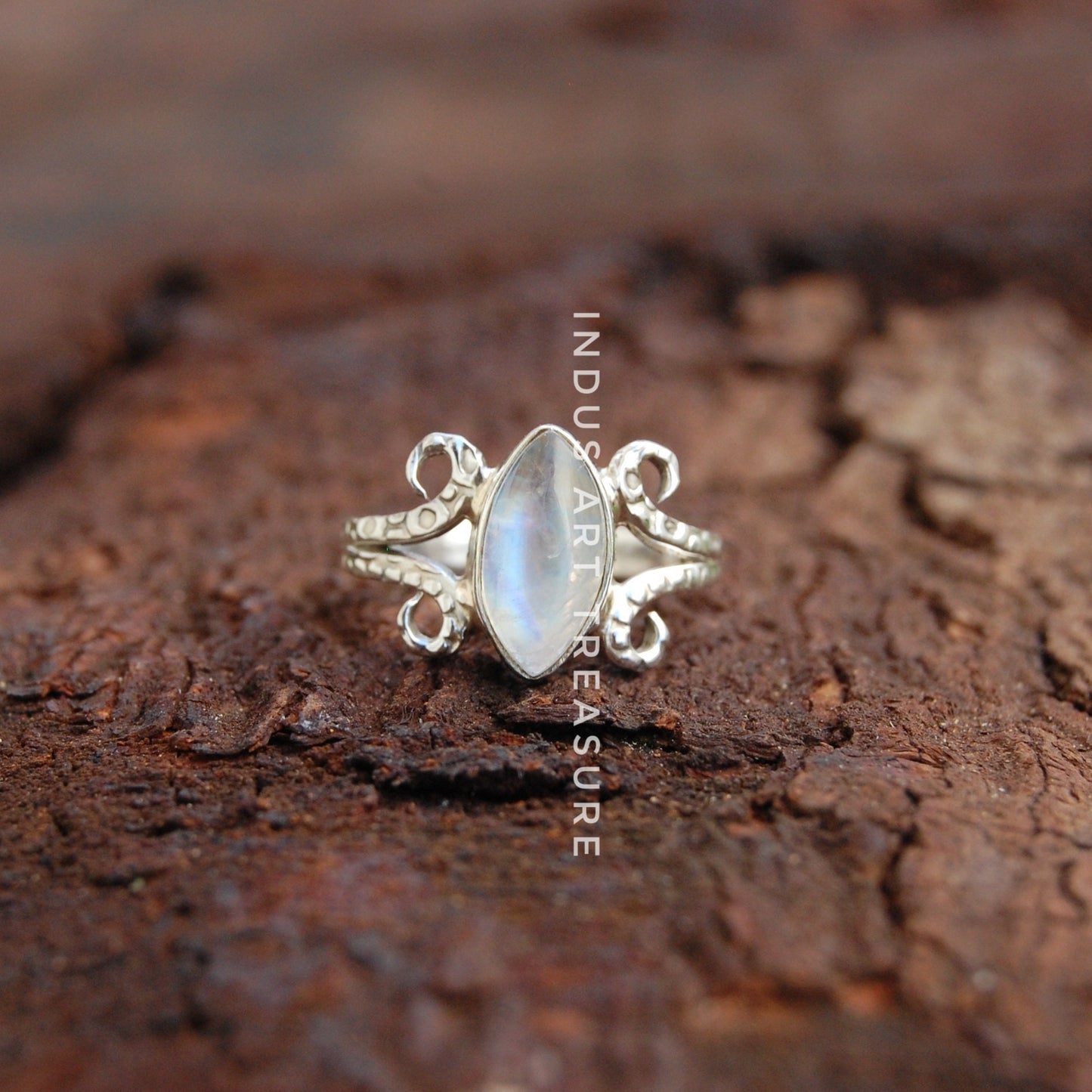 Rainbow Moonstone Boho Ring