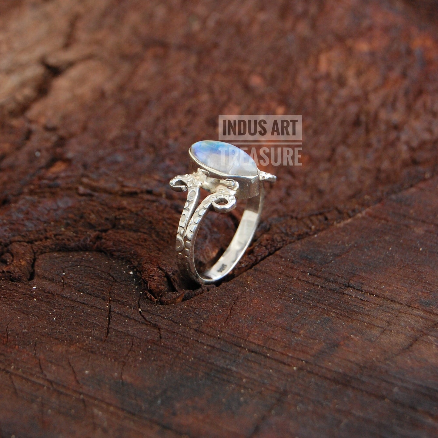 Rainbow Moonstone Boho Ring