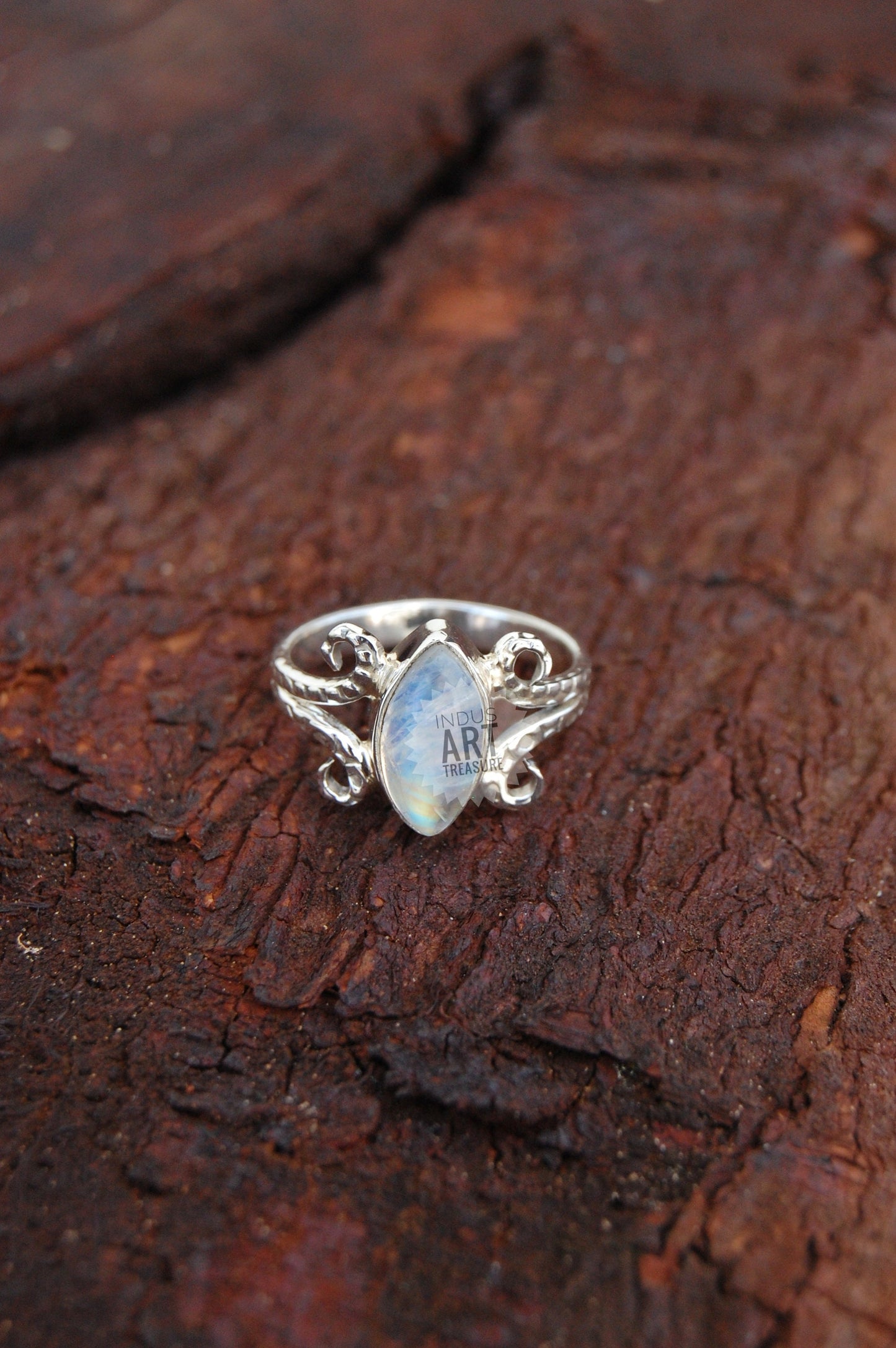 Rainbow Moonstone Boho Ring