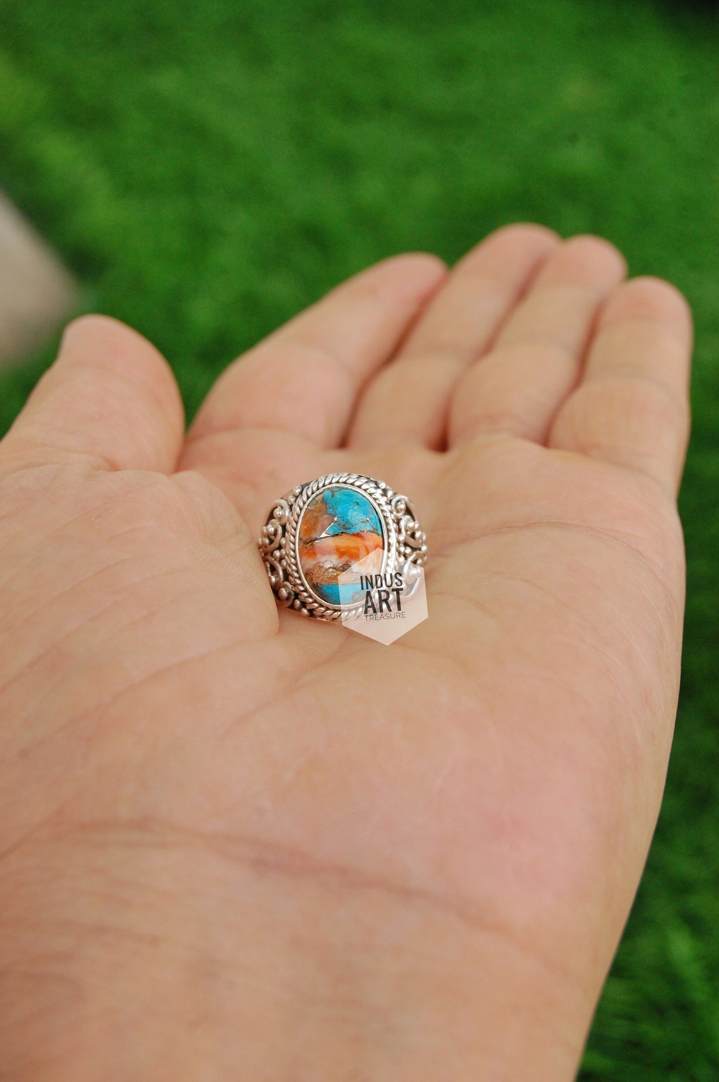Copper Turquoise Boho Ring
