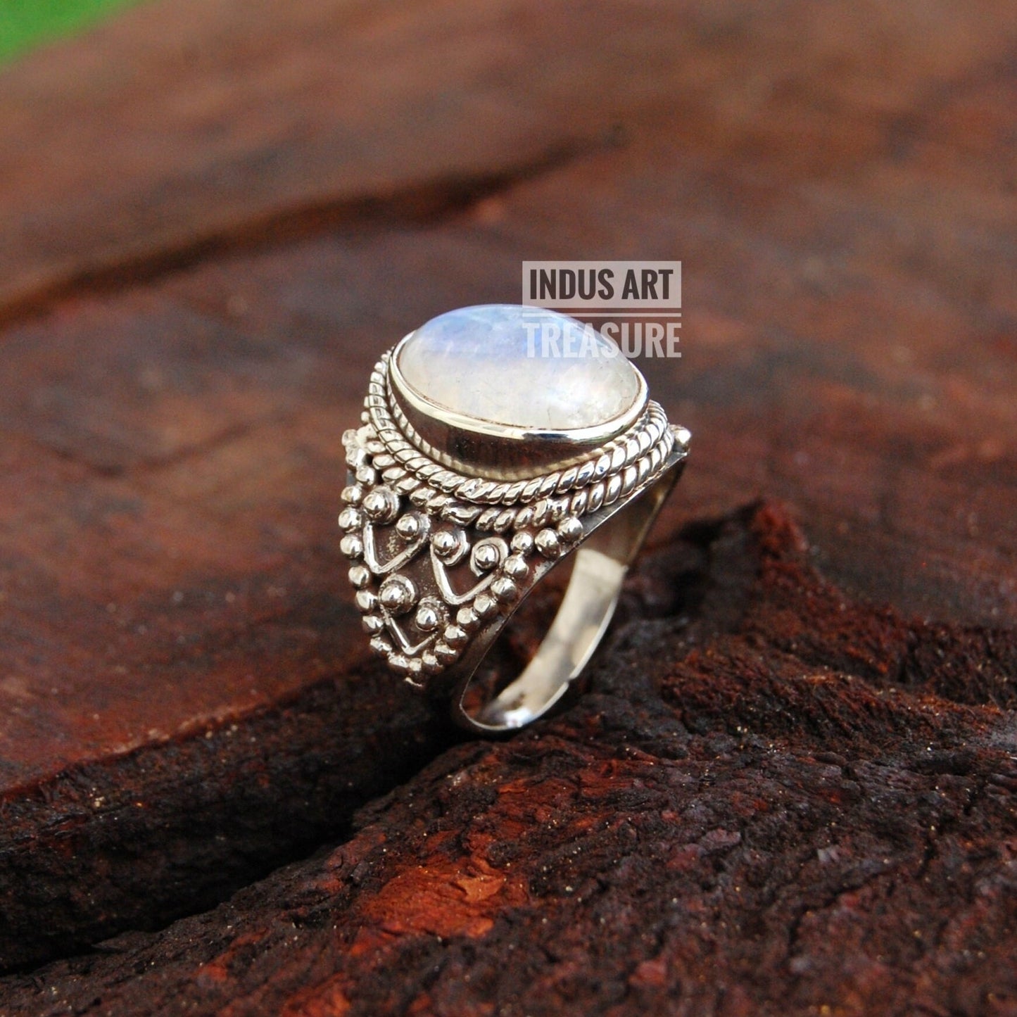Rainbow Moonstone Boho Ring