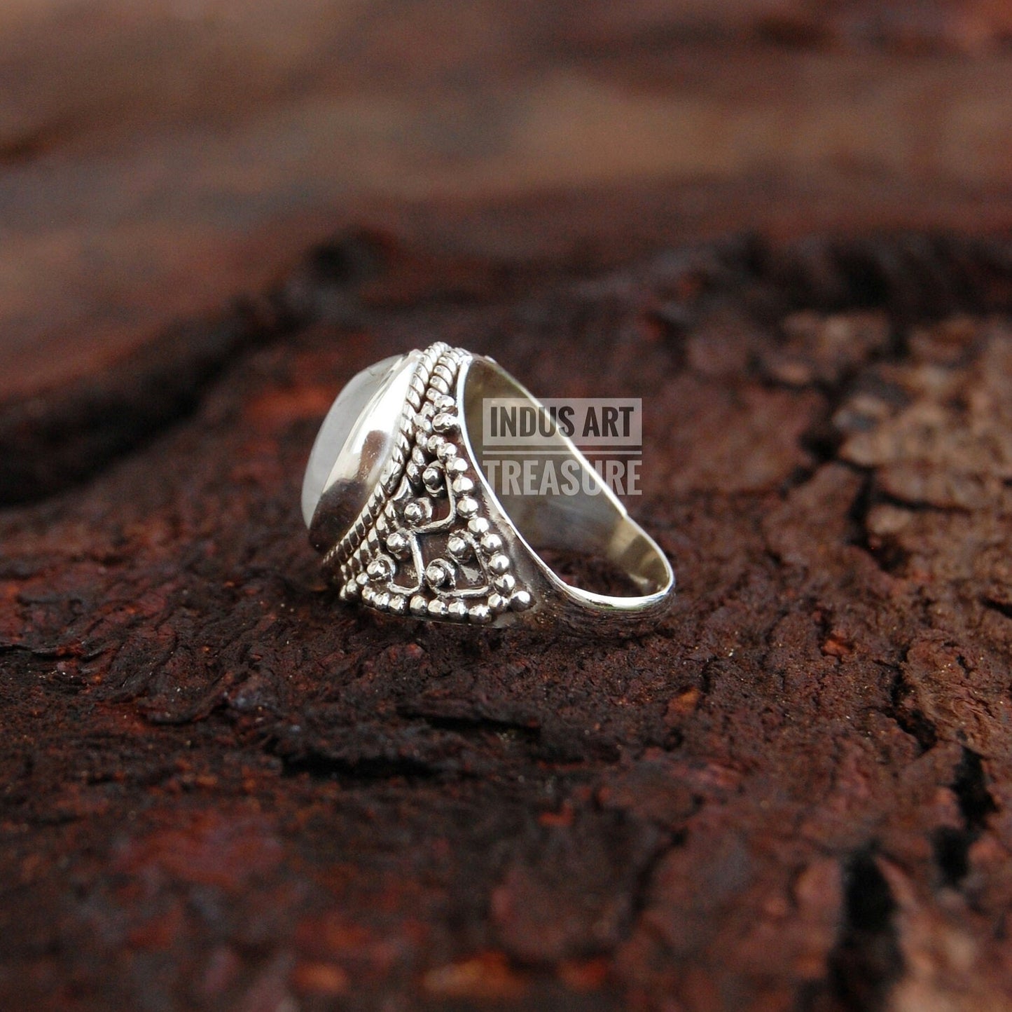 Rainbow Moonstone Boho Ring