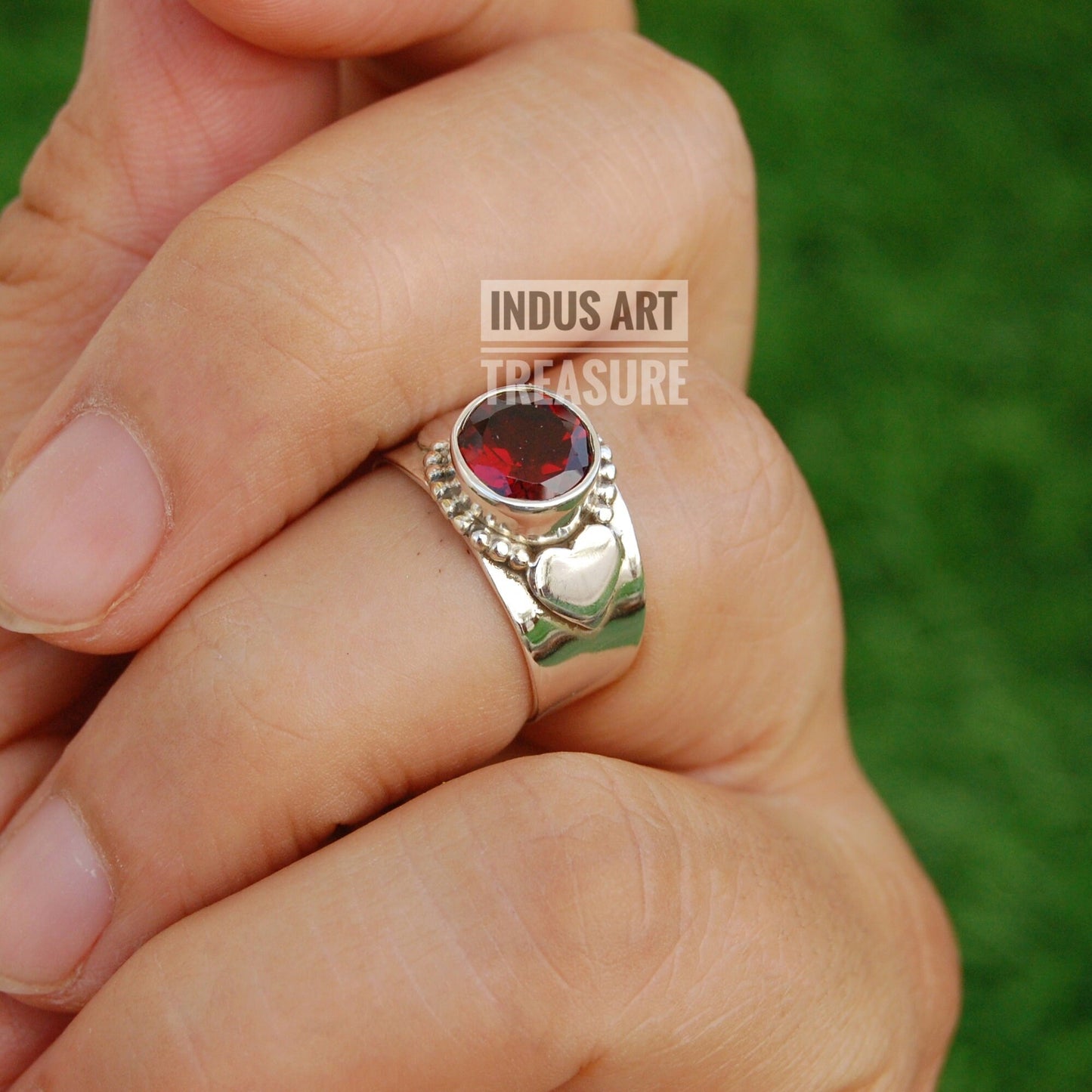 Red Garnet Boho Ring