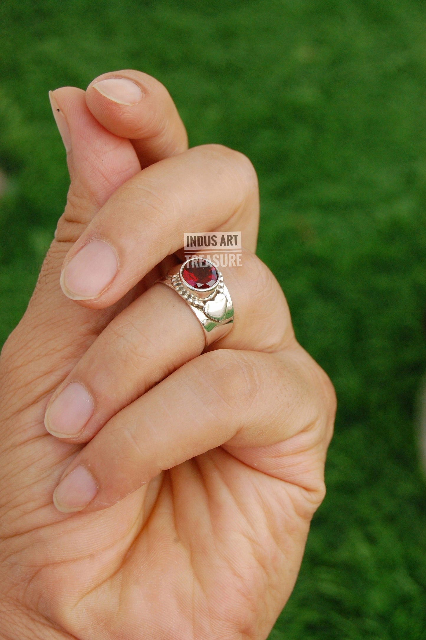 Red Garnet Boho Ring
