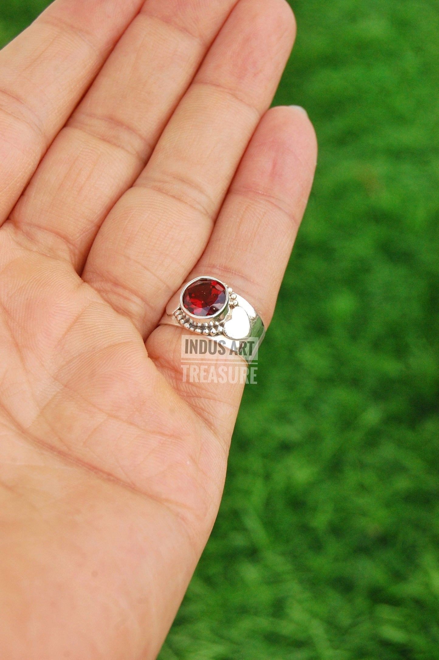 Red Garnet Boho Ring