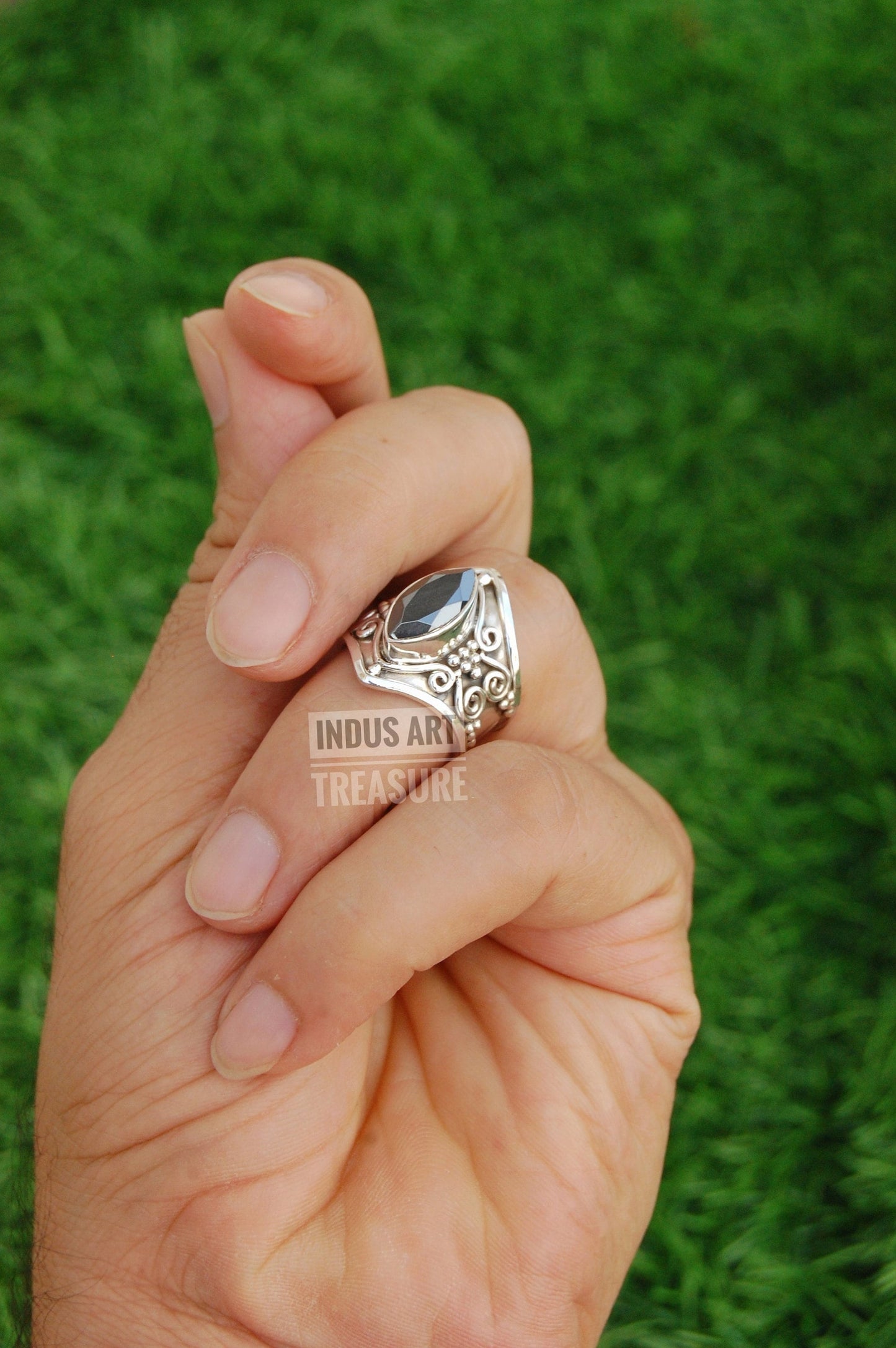 Hematite Boho Ring