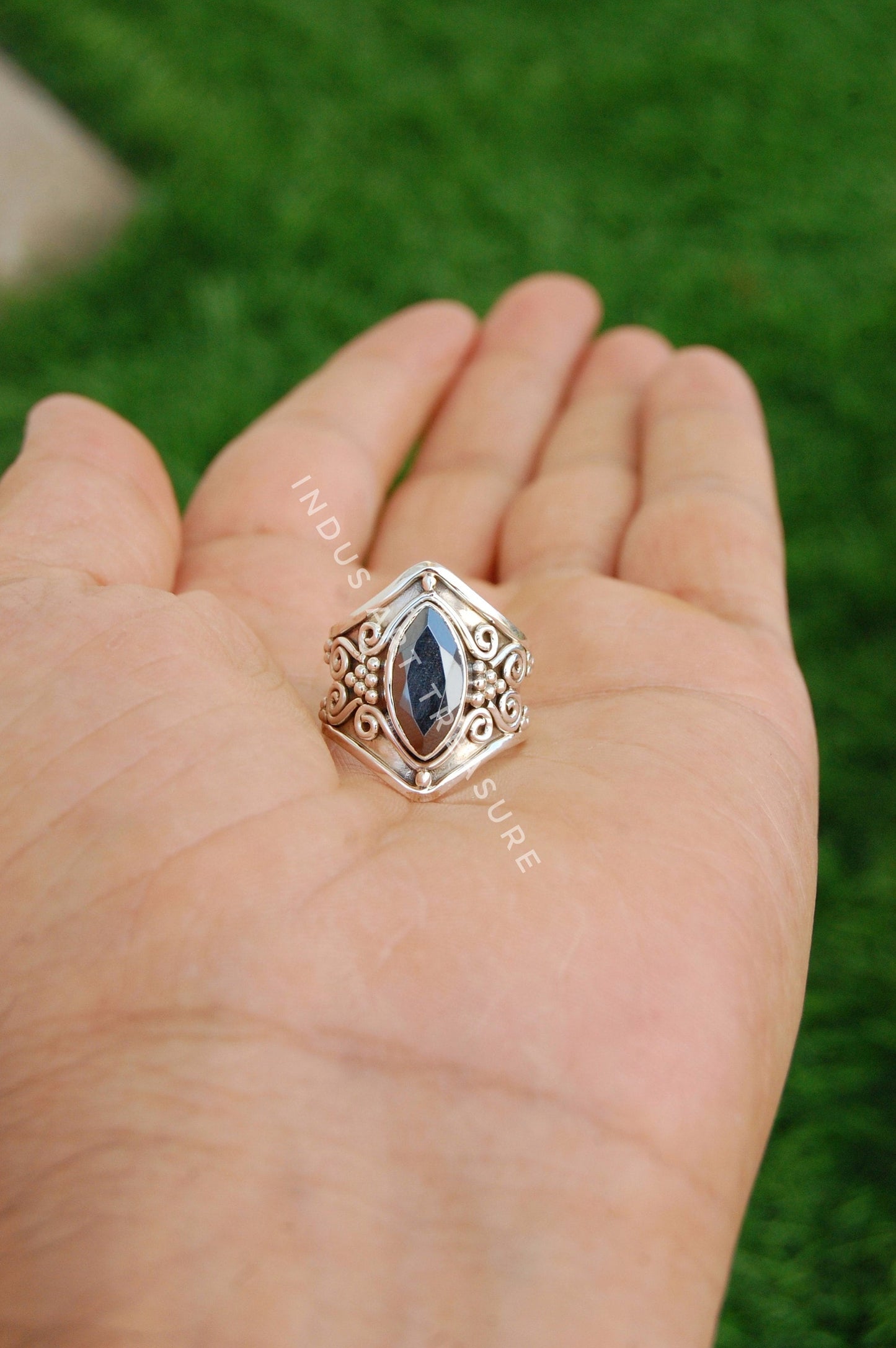 Hematite Boho Ring