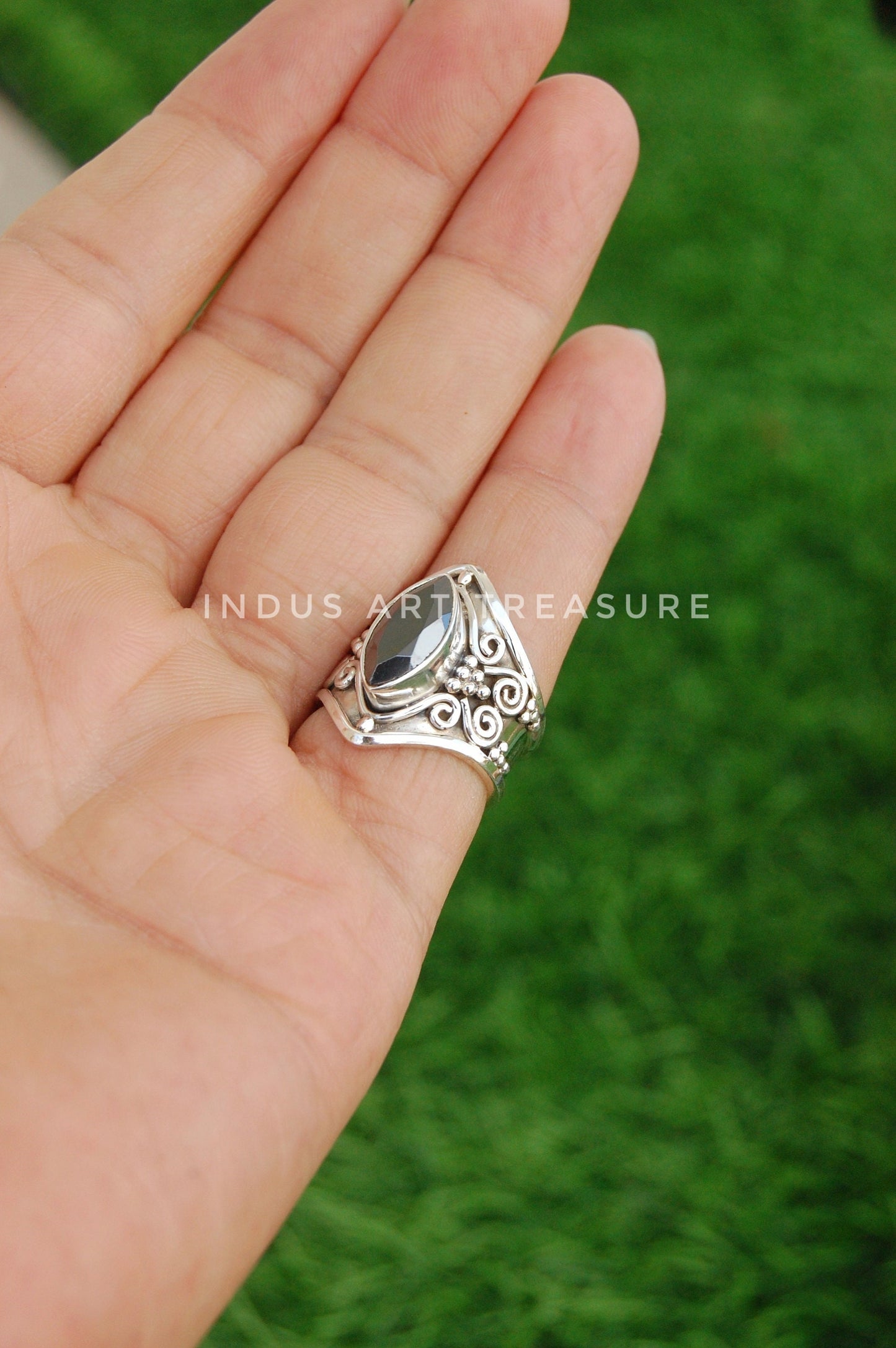 Hematite Boho Ring