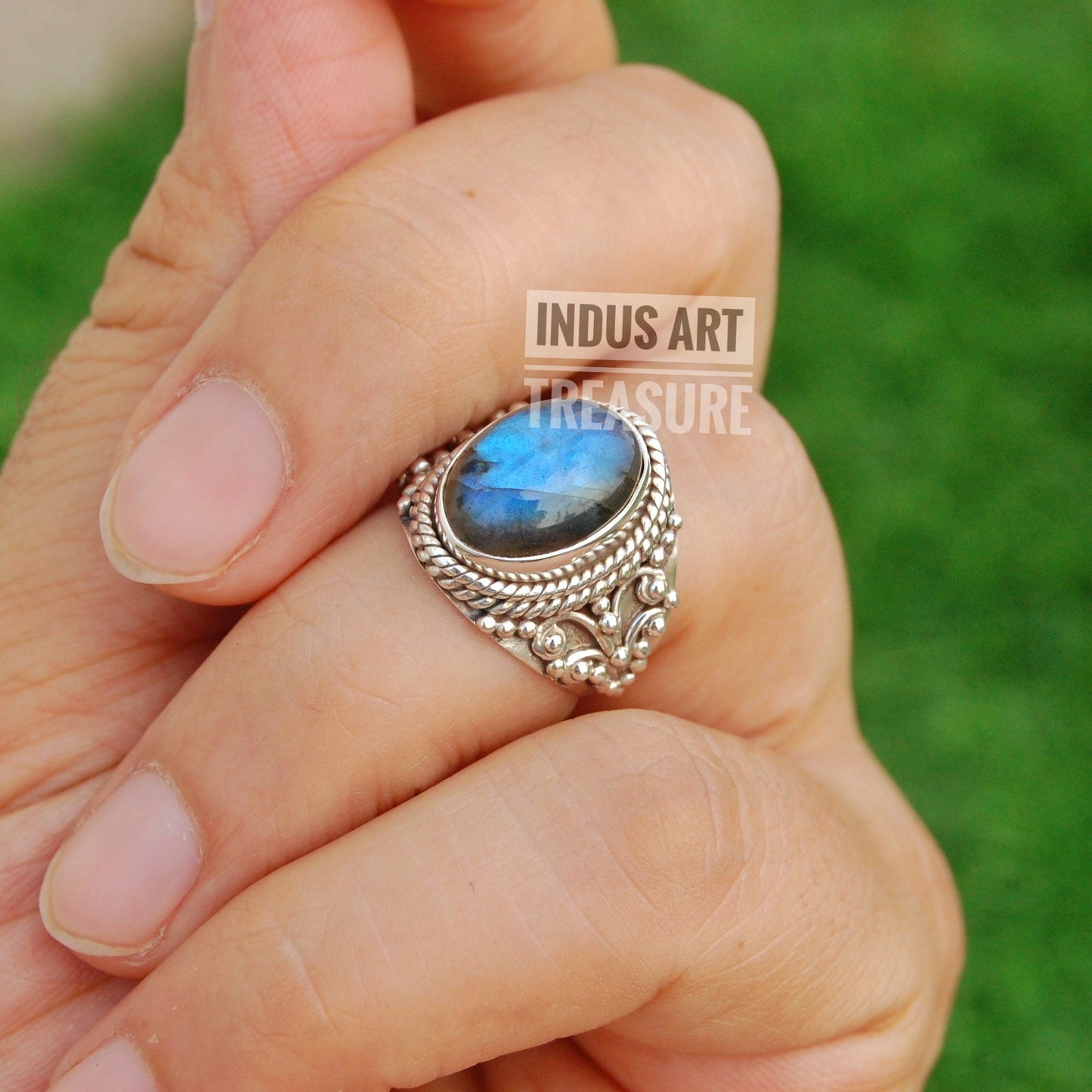 Blue Labradorite Boho Ring