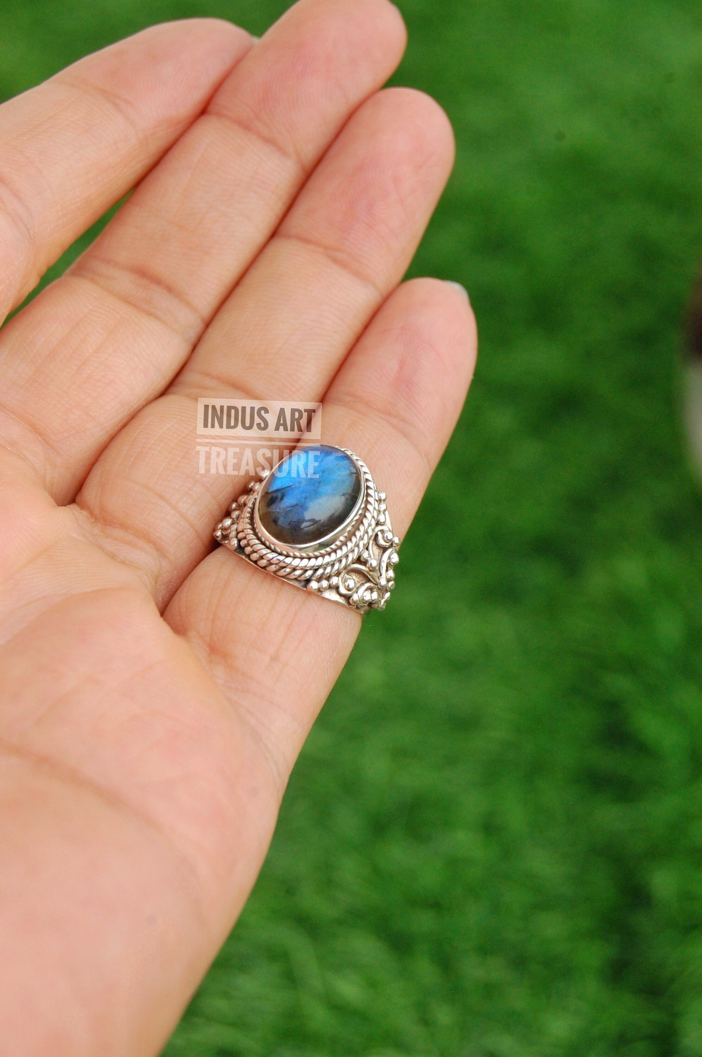 Blue Labradorite Boho Ring
