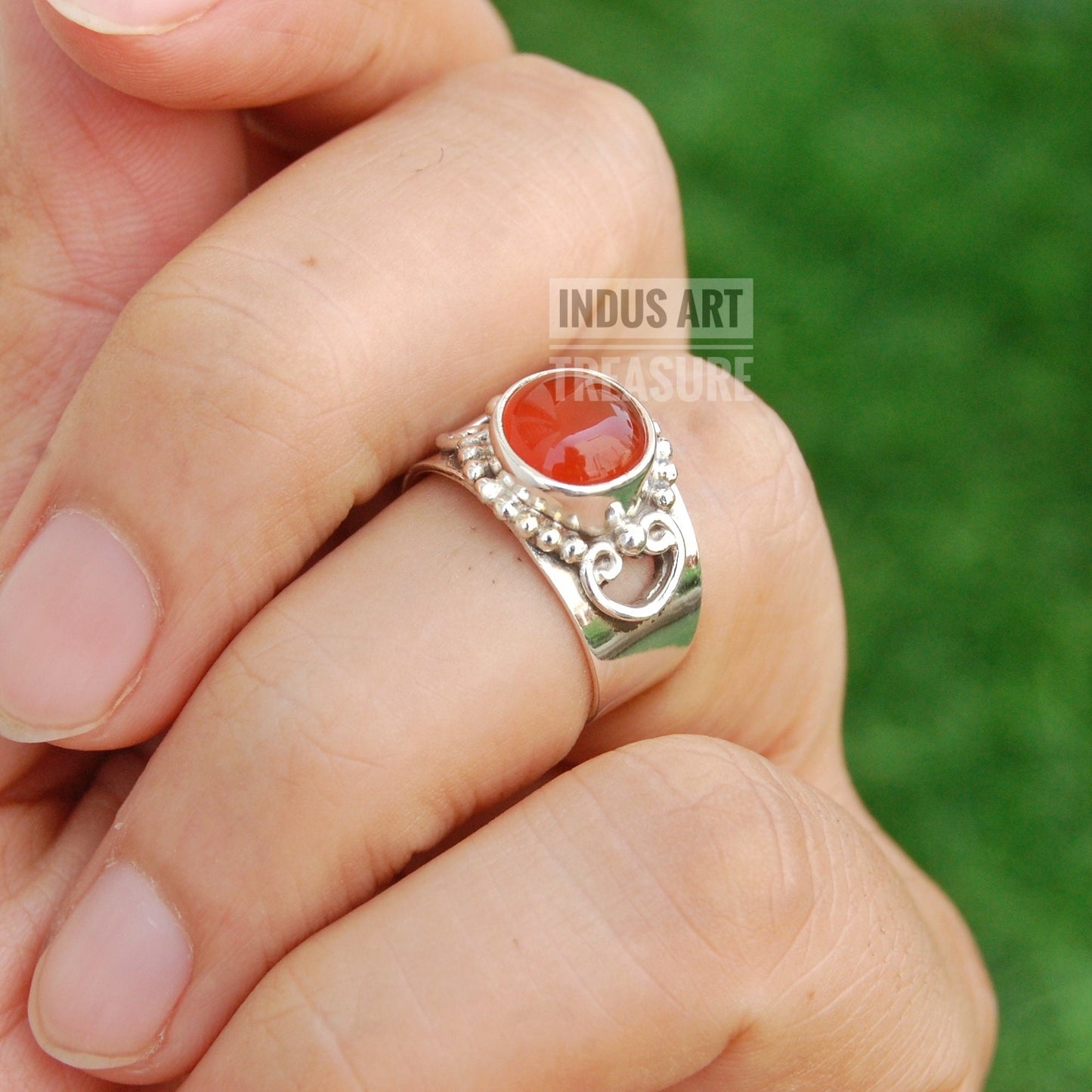 Orange Carnelian Boho Ring
