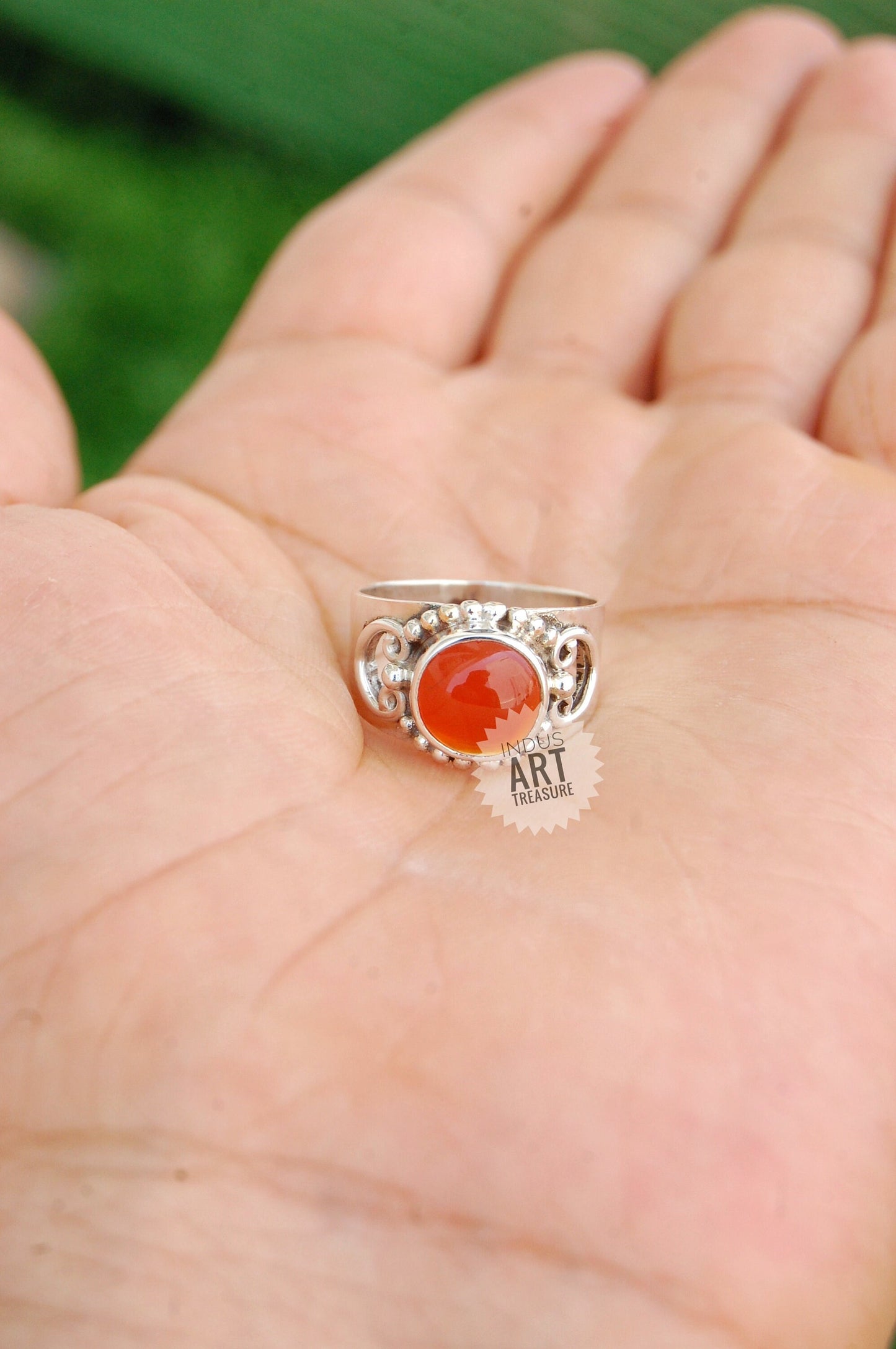 Orange Carnelian Boho Ring
