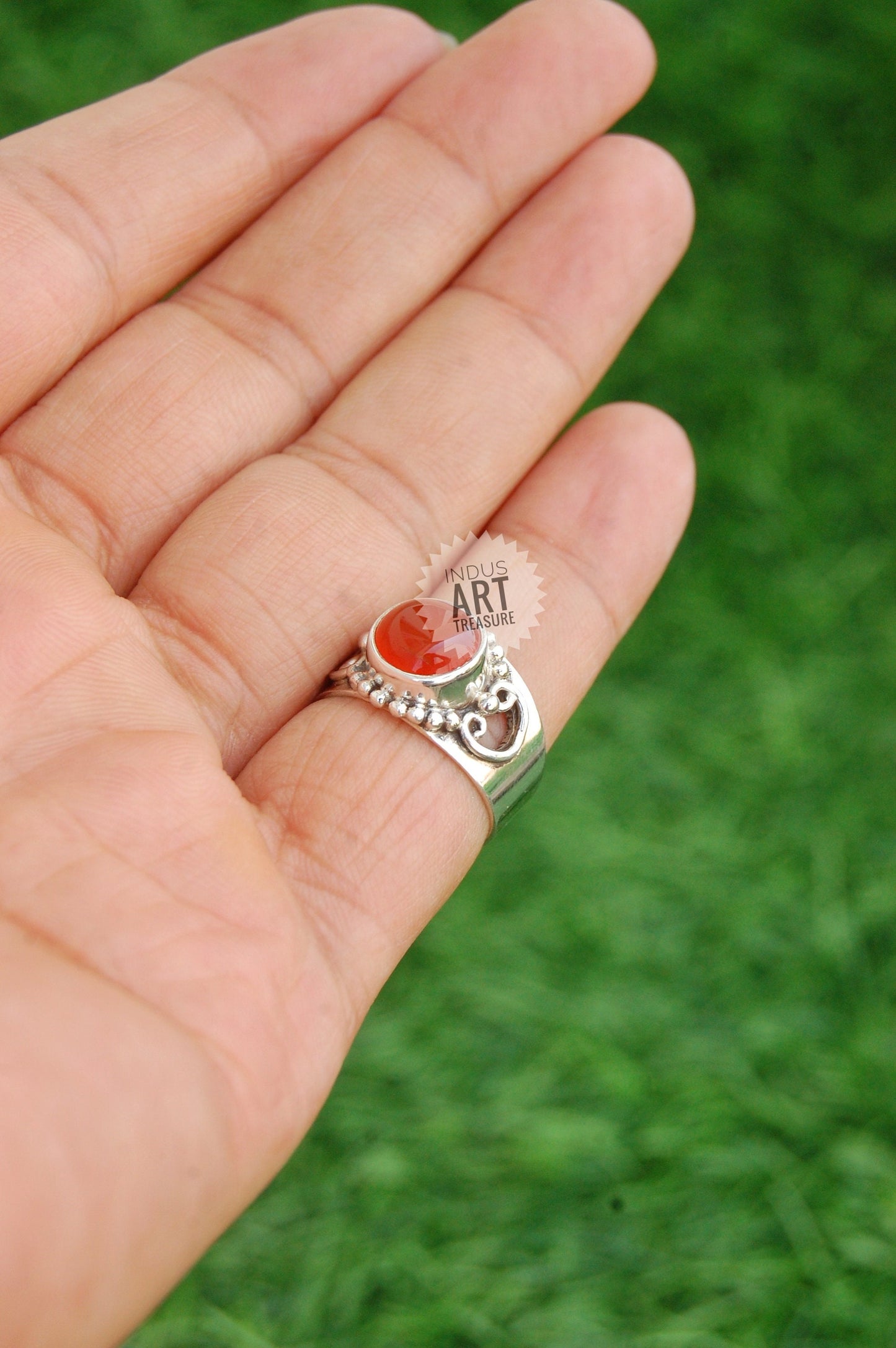 Orange Carnelian Boho Ring