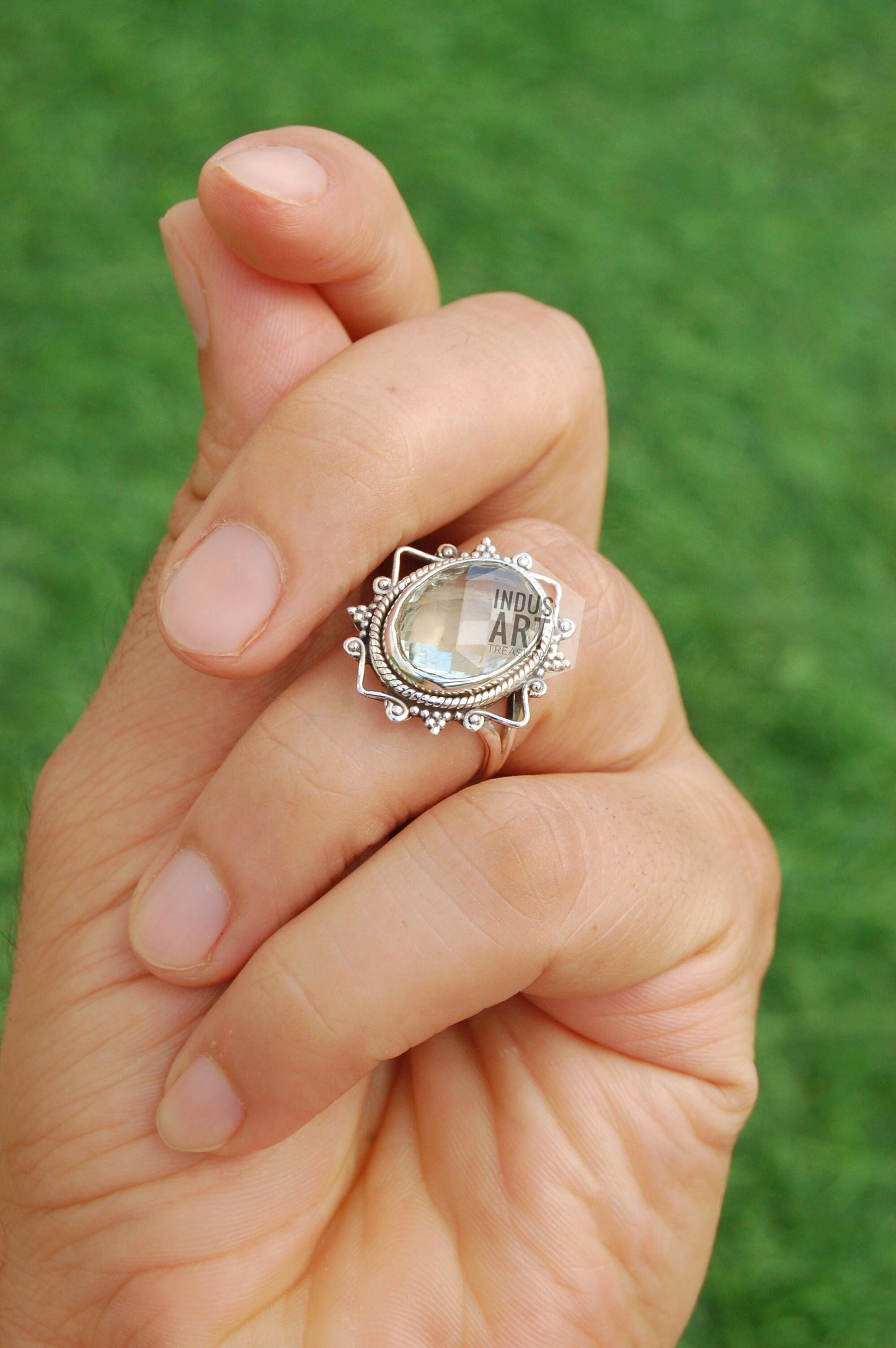 Lemon Quartz Boho Ring