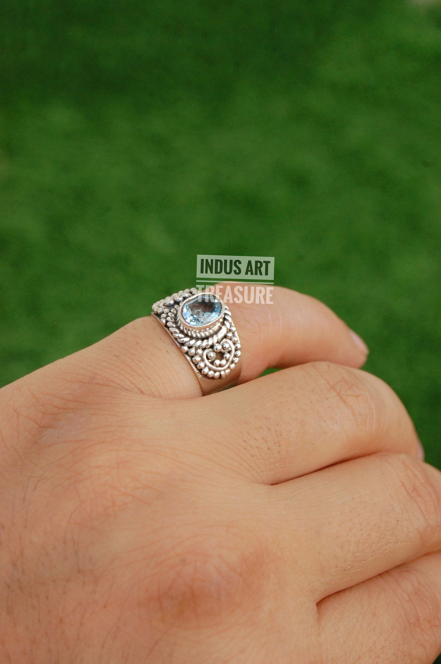 Vintage Style Blue Topaz Ring